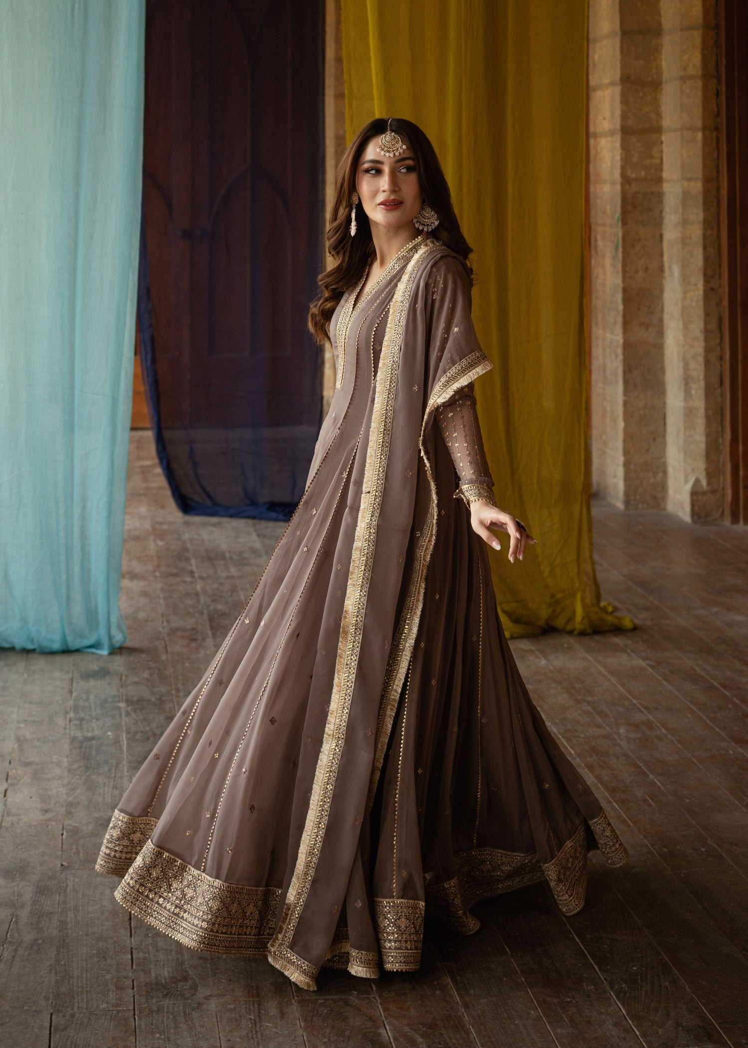 chiffon Maxi in Coffee brown