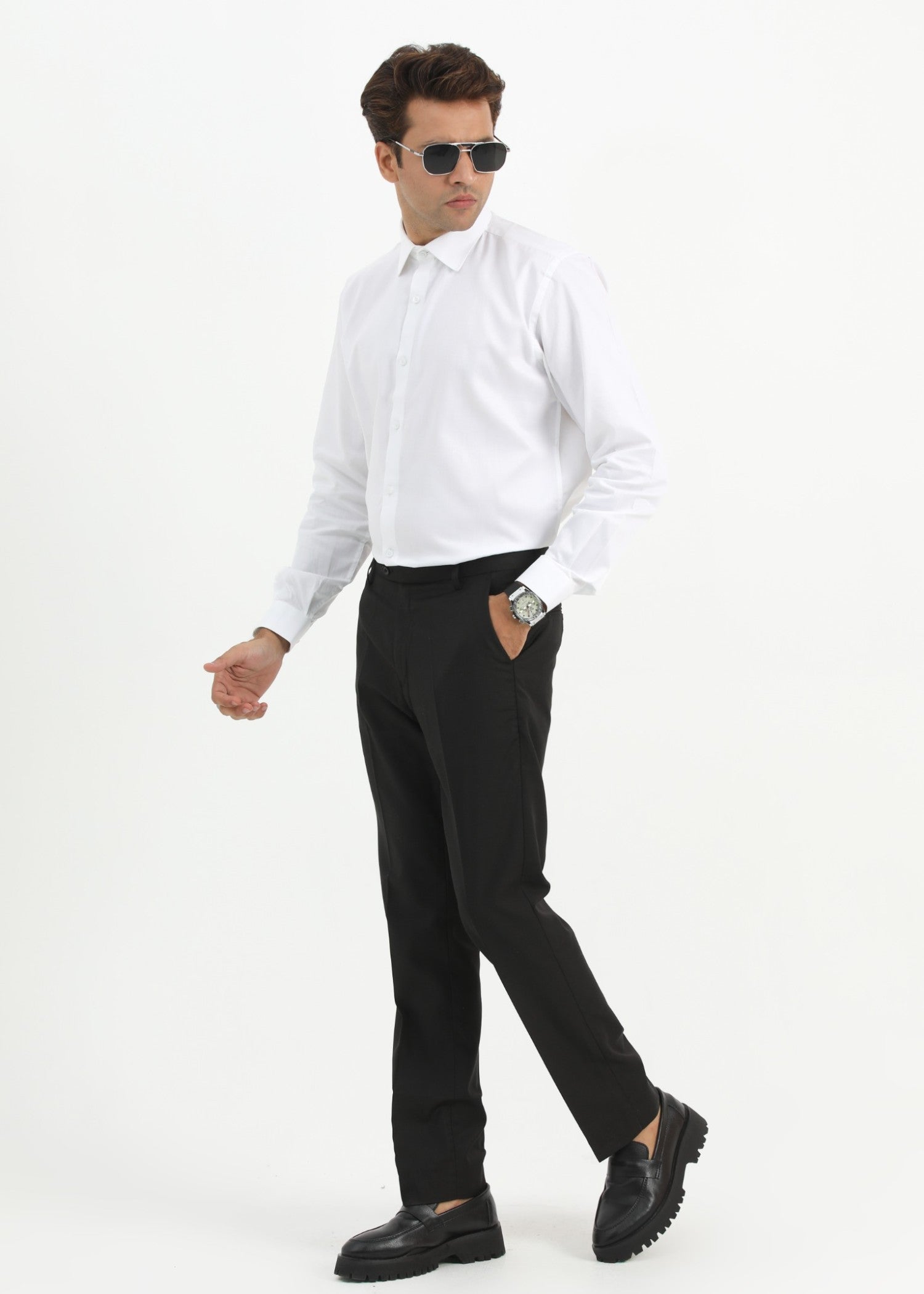 cotton silk Formal Shirt in White
