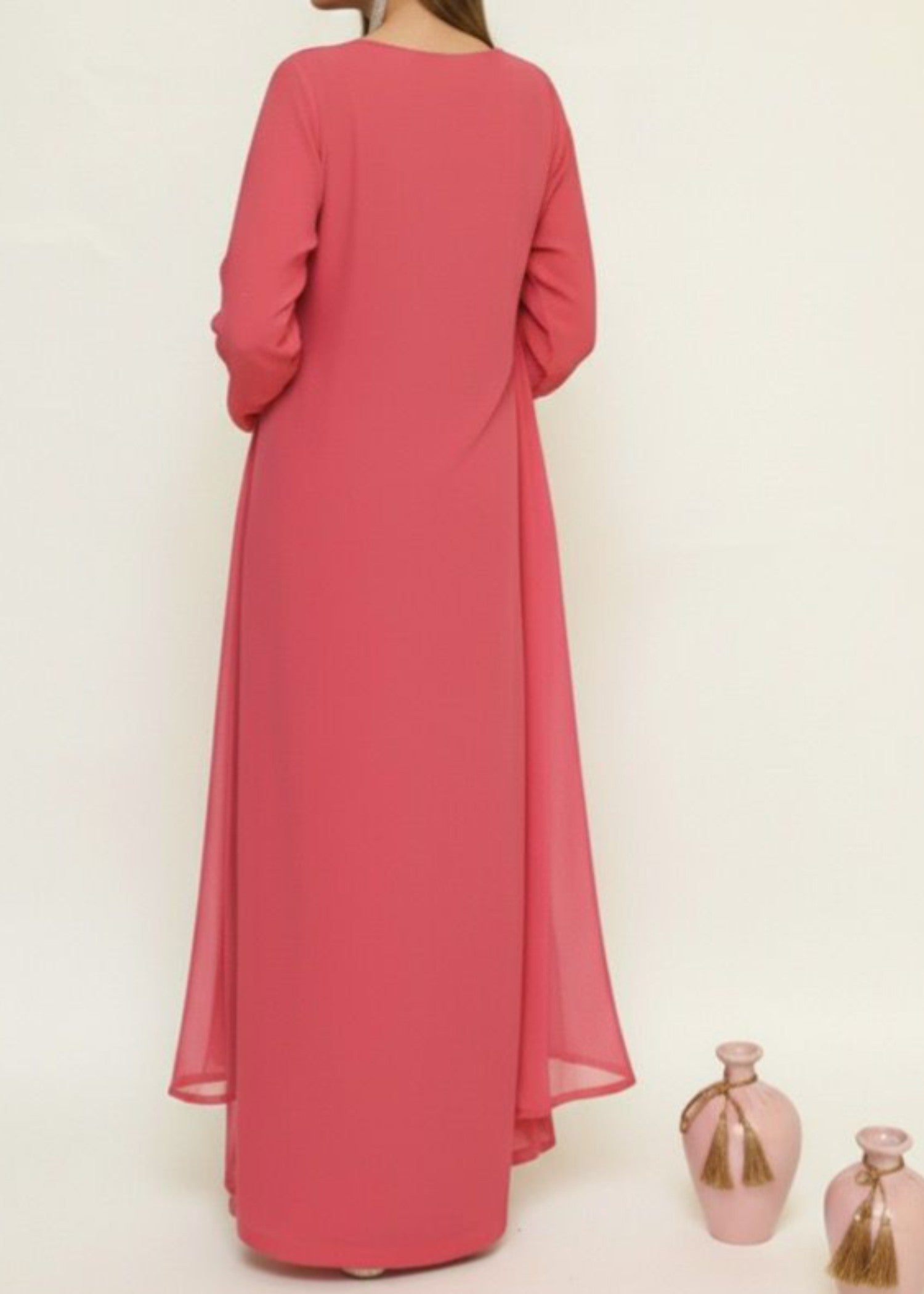 polyester crepe Kaftan in Bubblegum pink