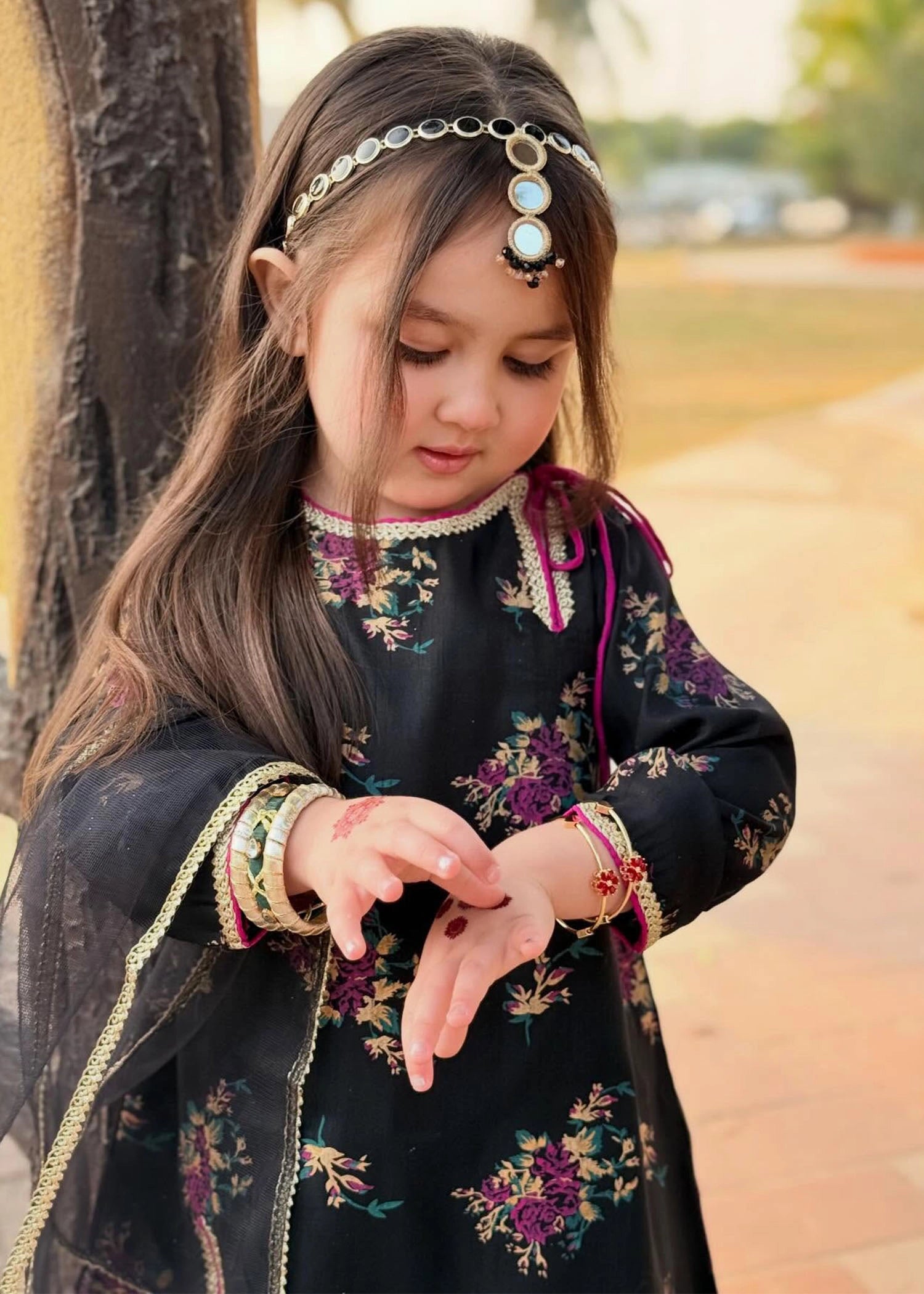 raw silk Gharara in Black