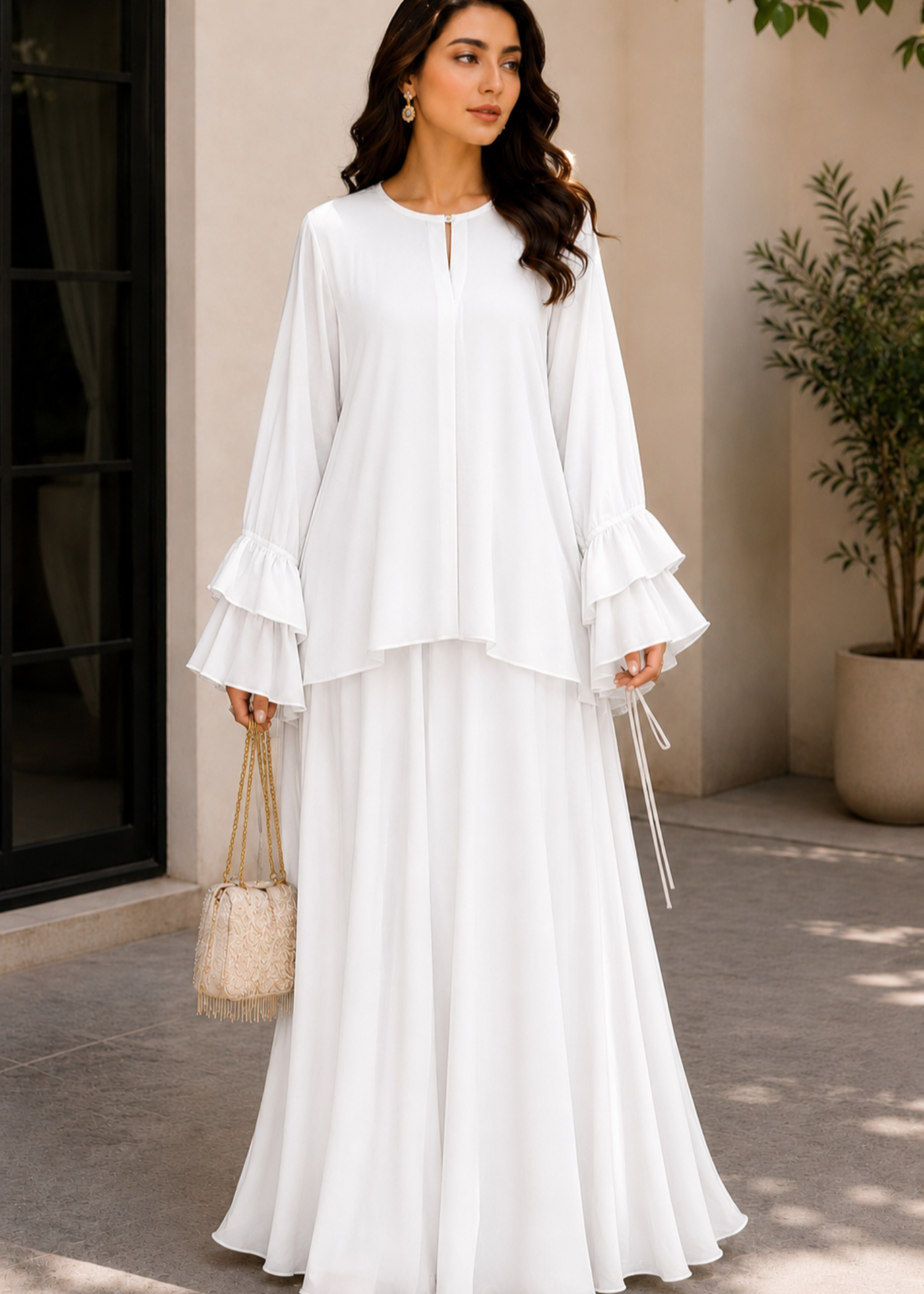 chiffon Skirt in White