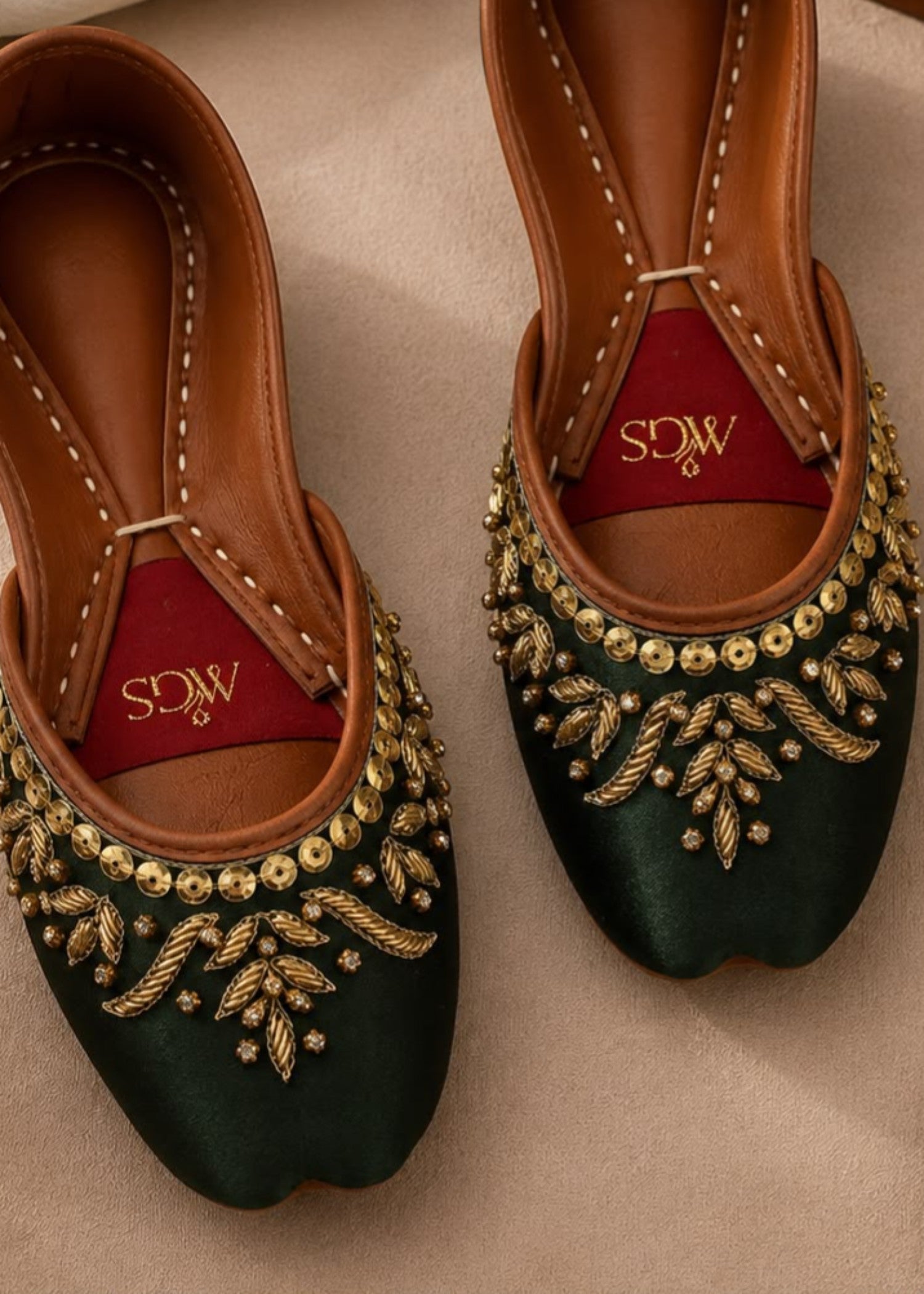 Khussa in Green by - High Quality Women Khussa FXV1536