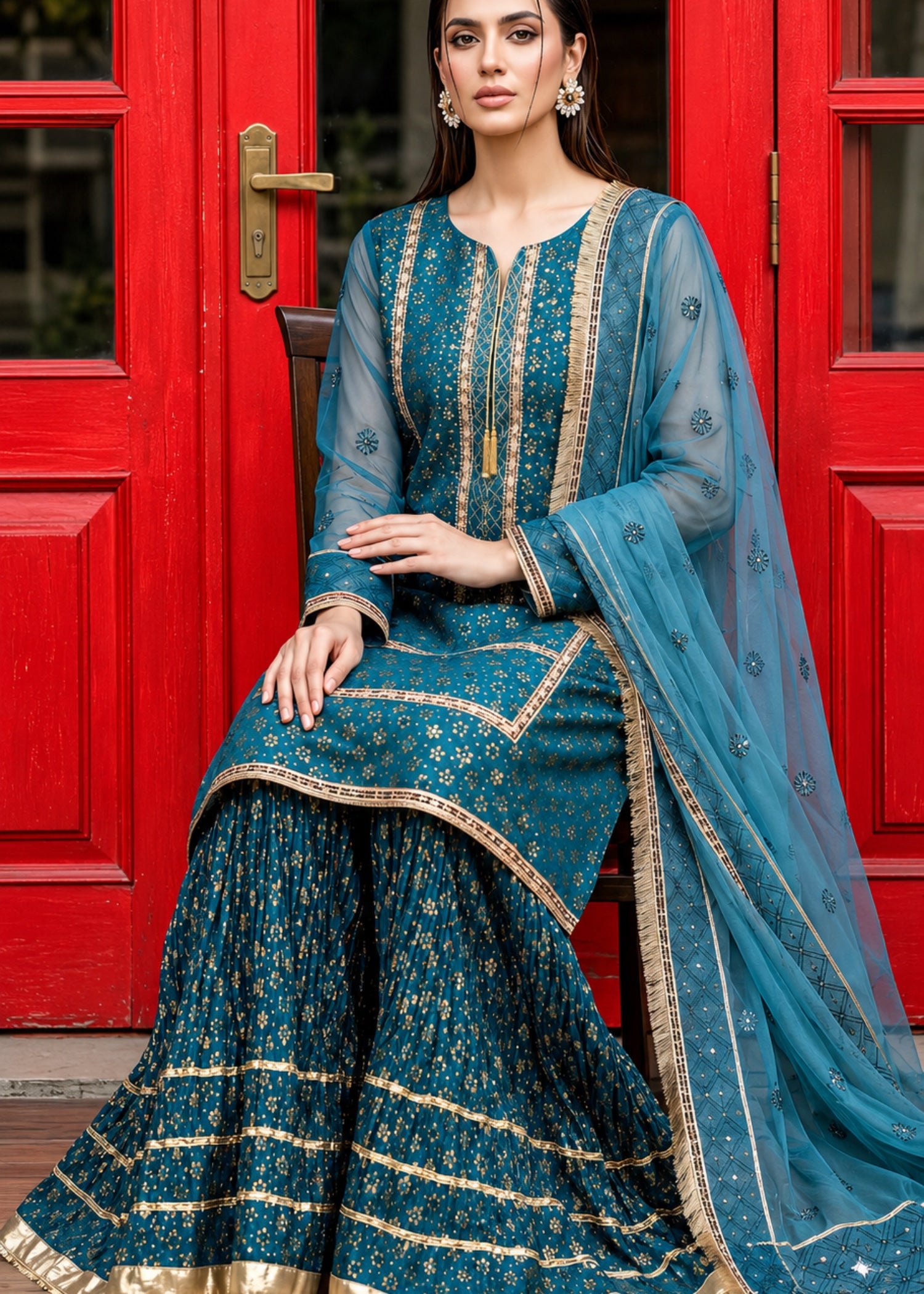 tissue Sharara in Teal