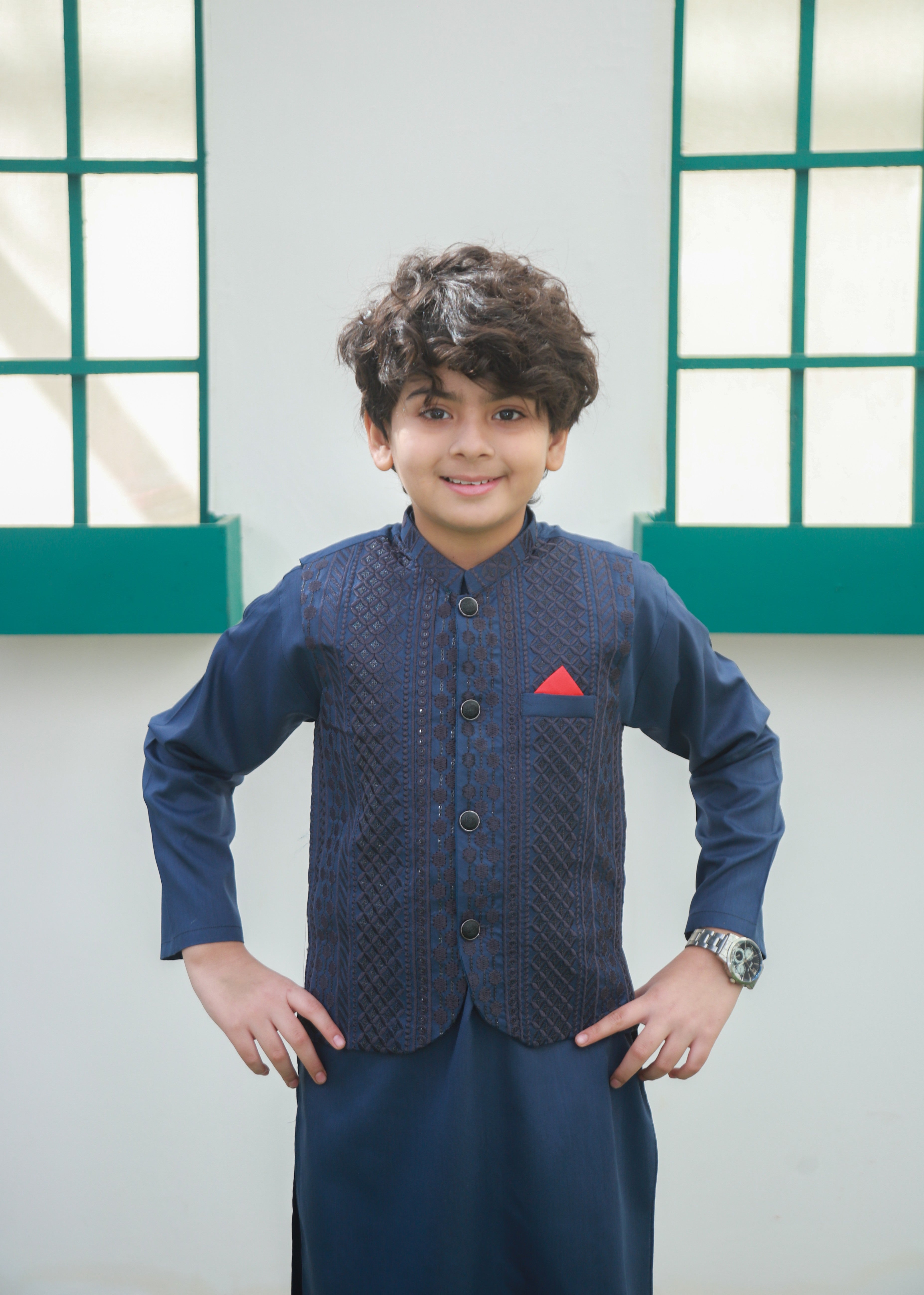 suiting Waistcoat in Steel blue