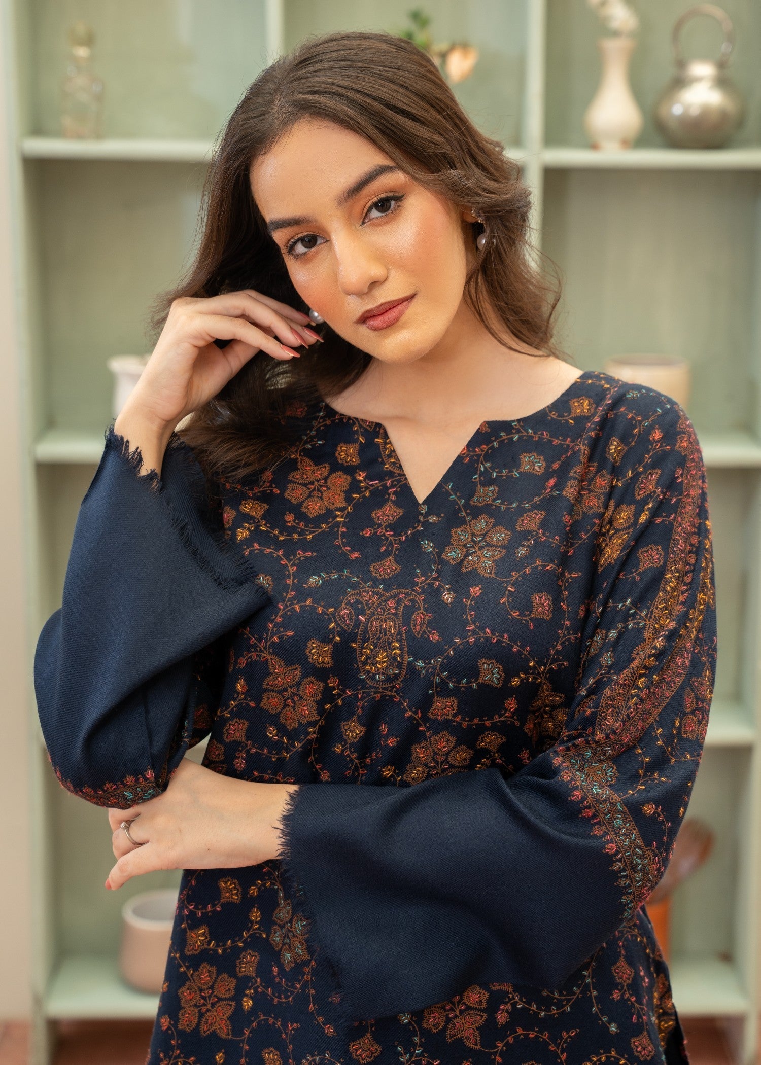 pashmina wool Co Ord Sets in Navy blue