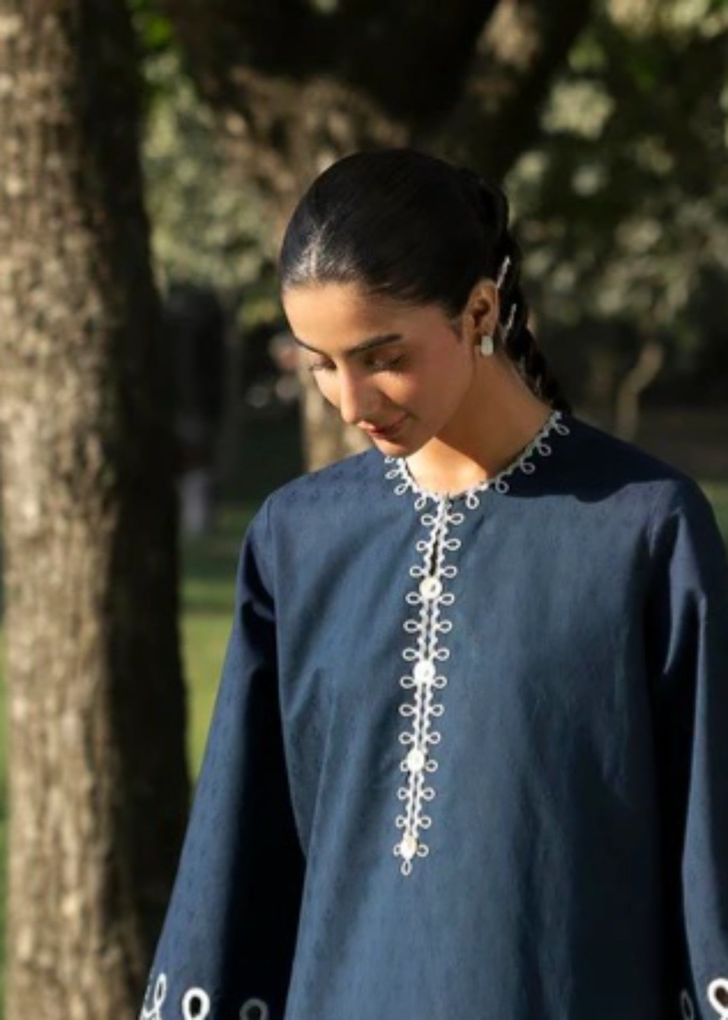 jacquard Kurti in Blue