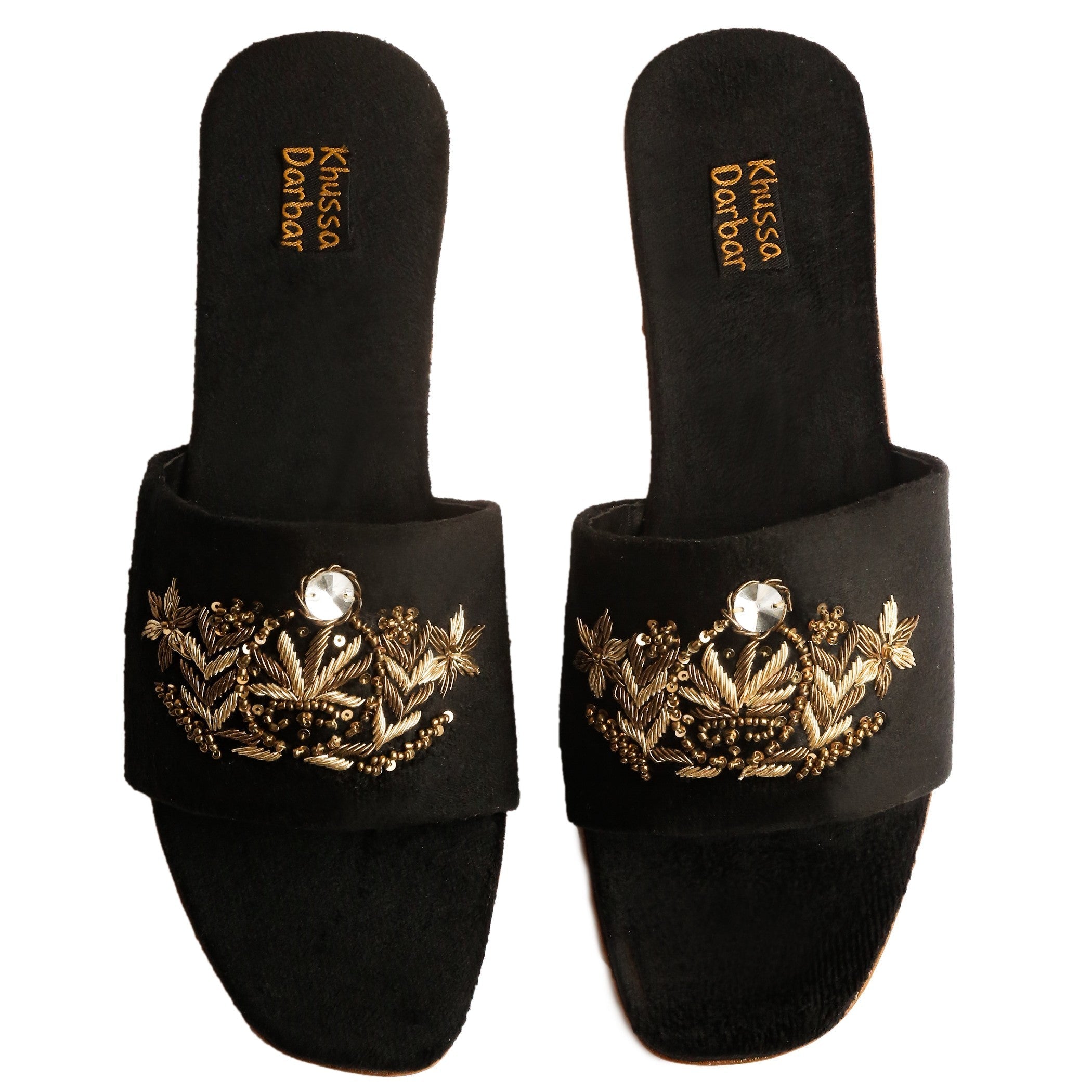 Slides in Jet black by - High Quality Women Slides HMA1004