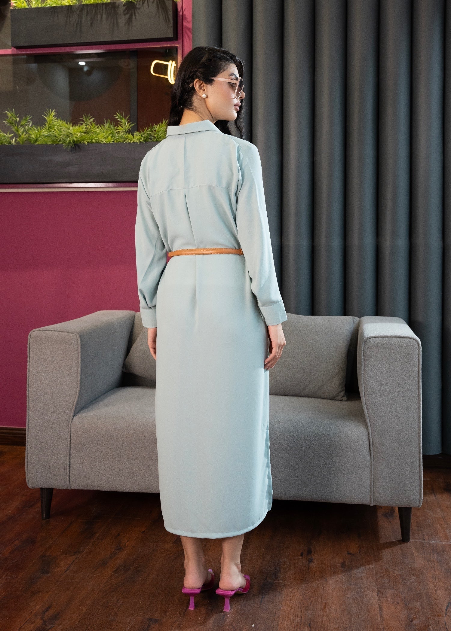 crepe georgette Dress in Cloud blue