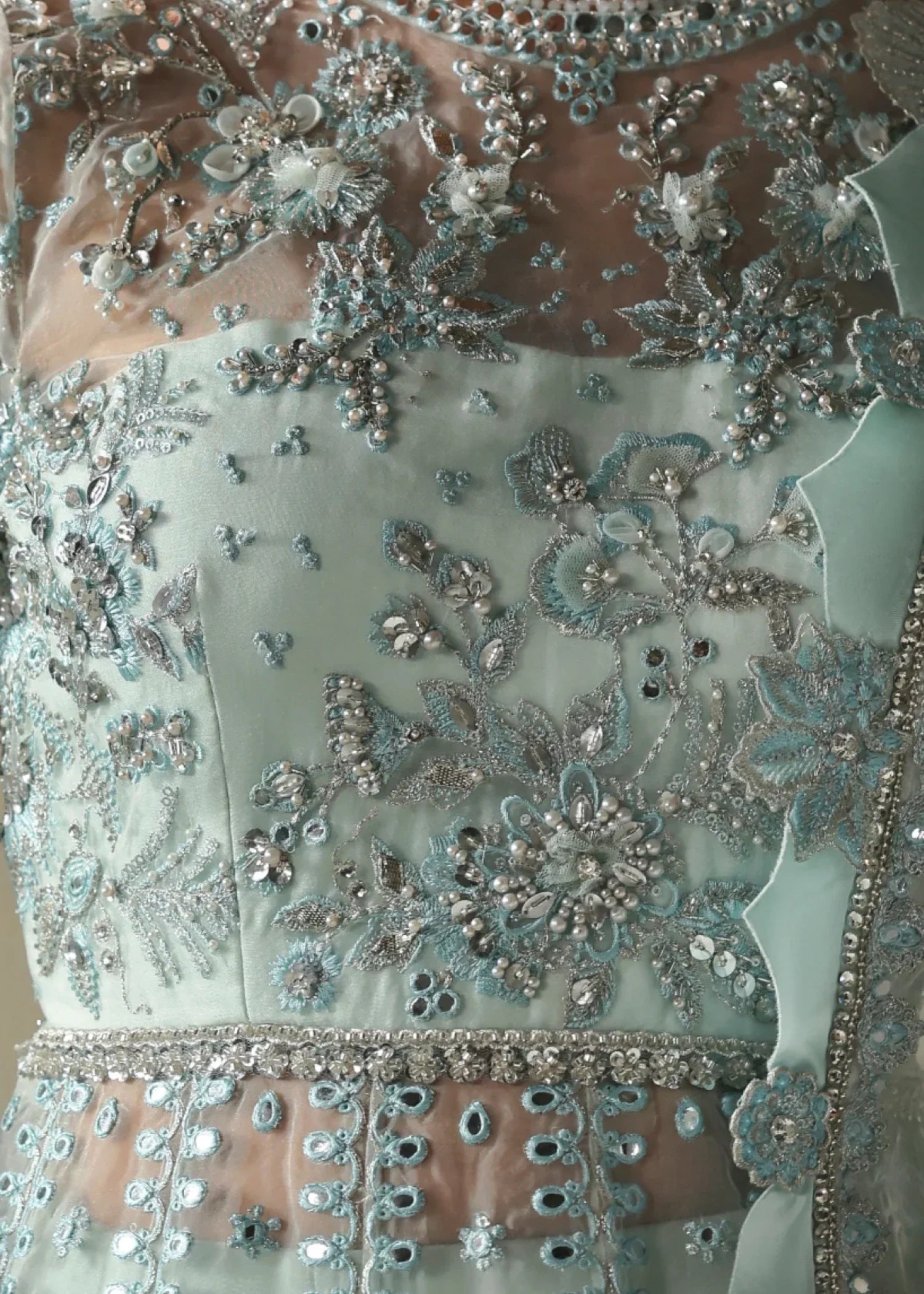 poly organza Gown in Ice blue