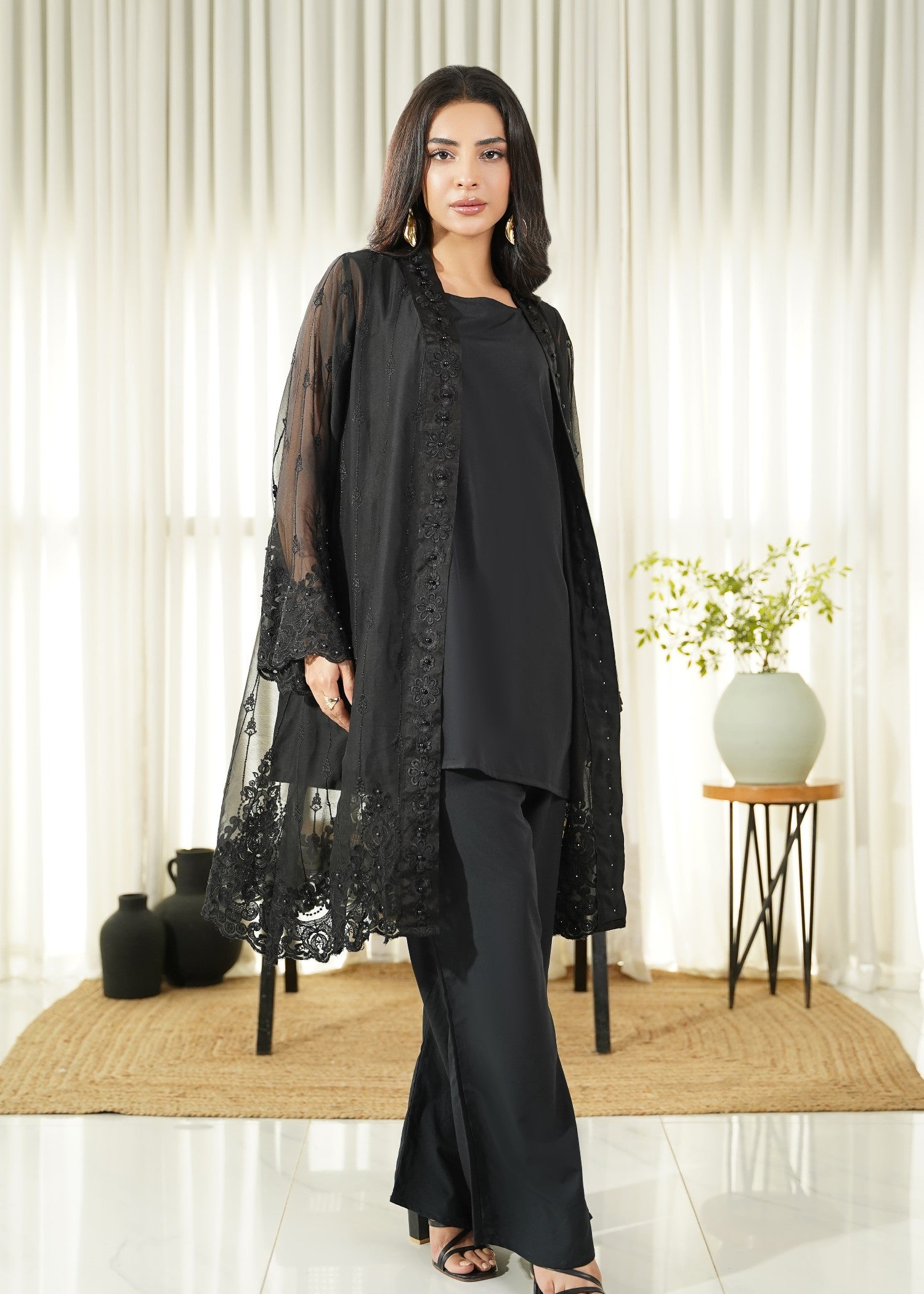 crepe Gown in Black