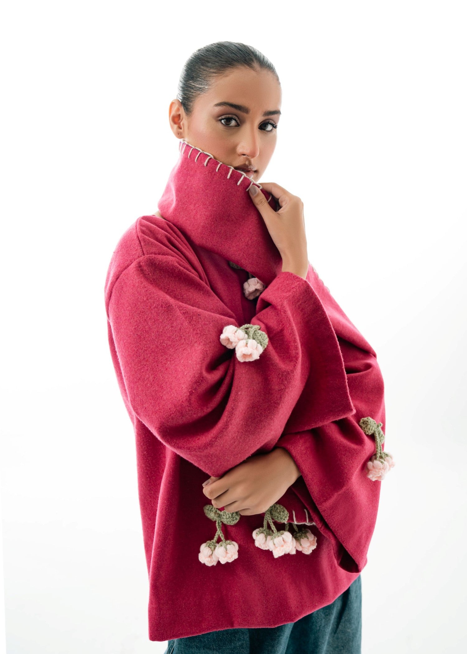wool Sweater in Hot pink