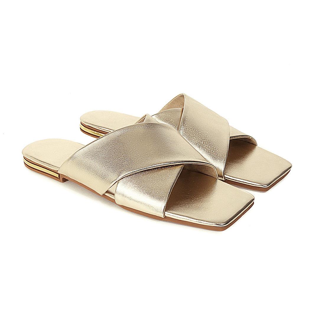 Sandals Simple Cross Flat Slippers Flat Heel Women's Shoes