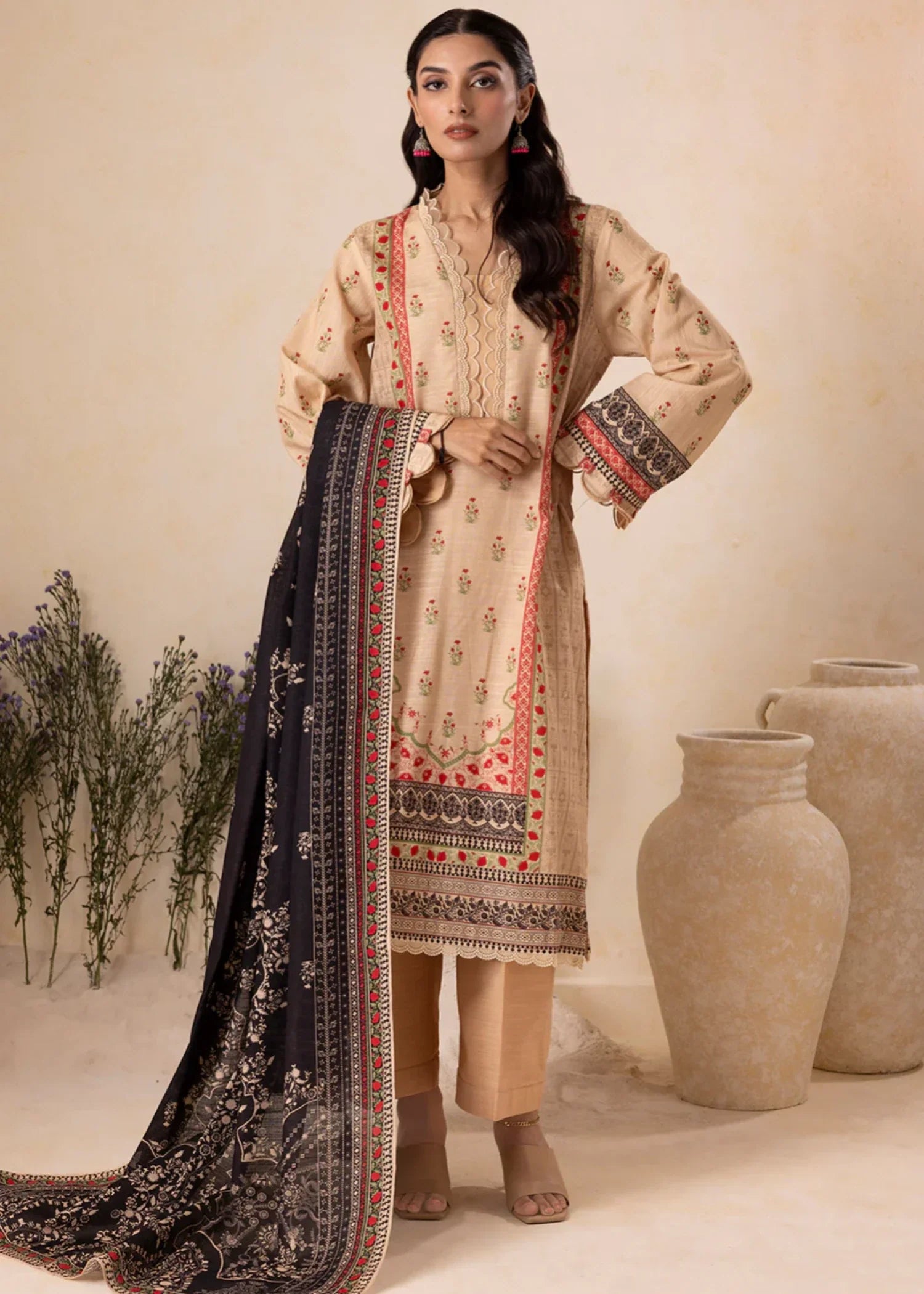 khaddar Unstitched in Beige