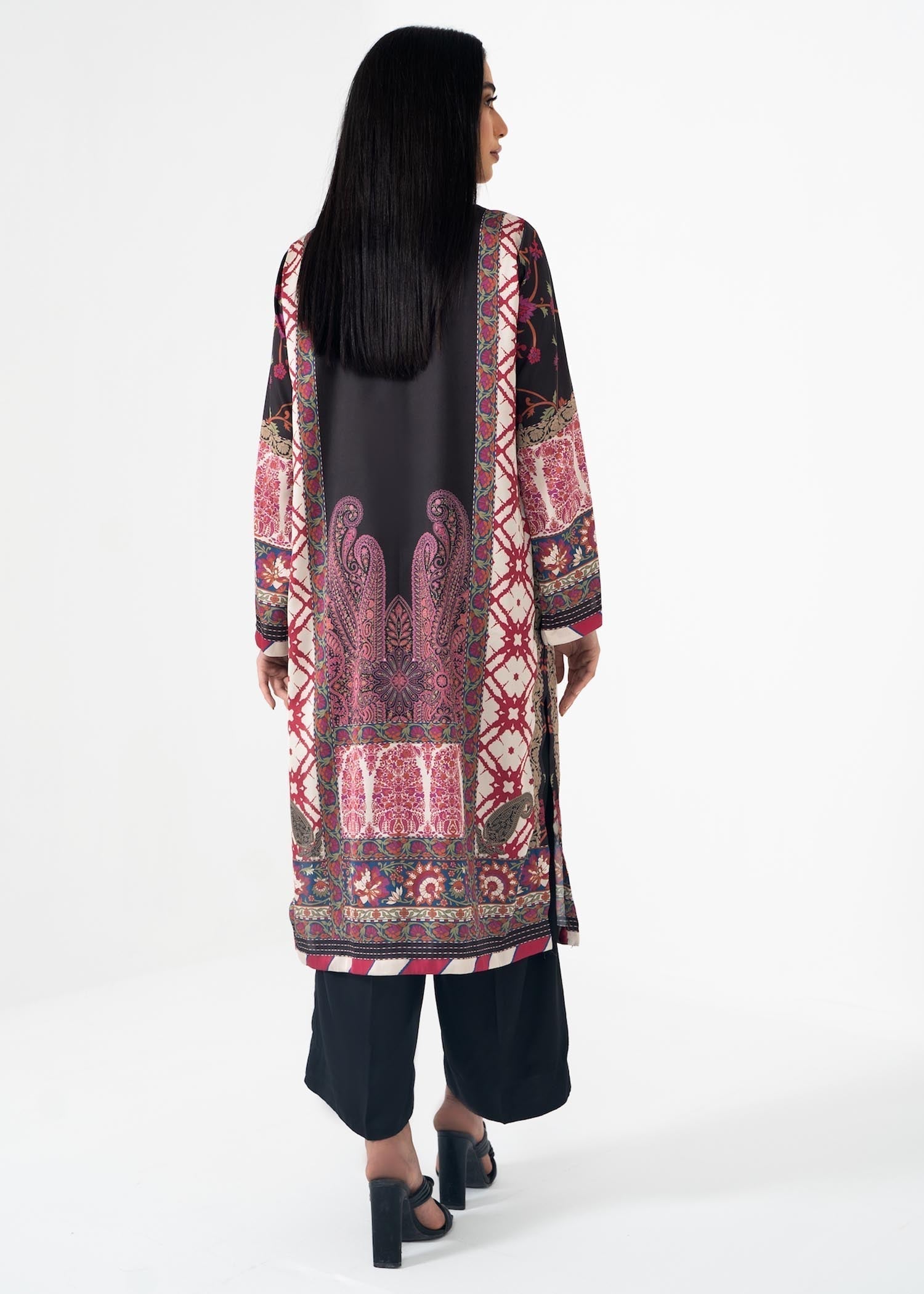 satin silk Kurti in Black