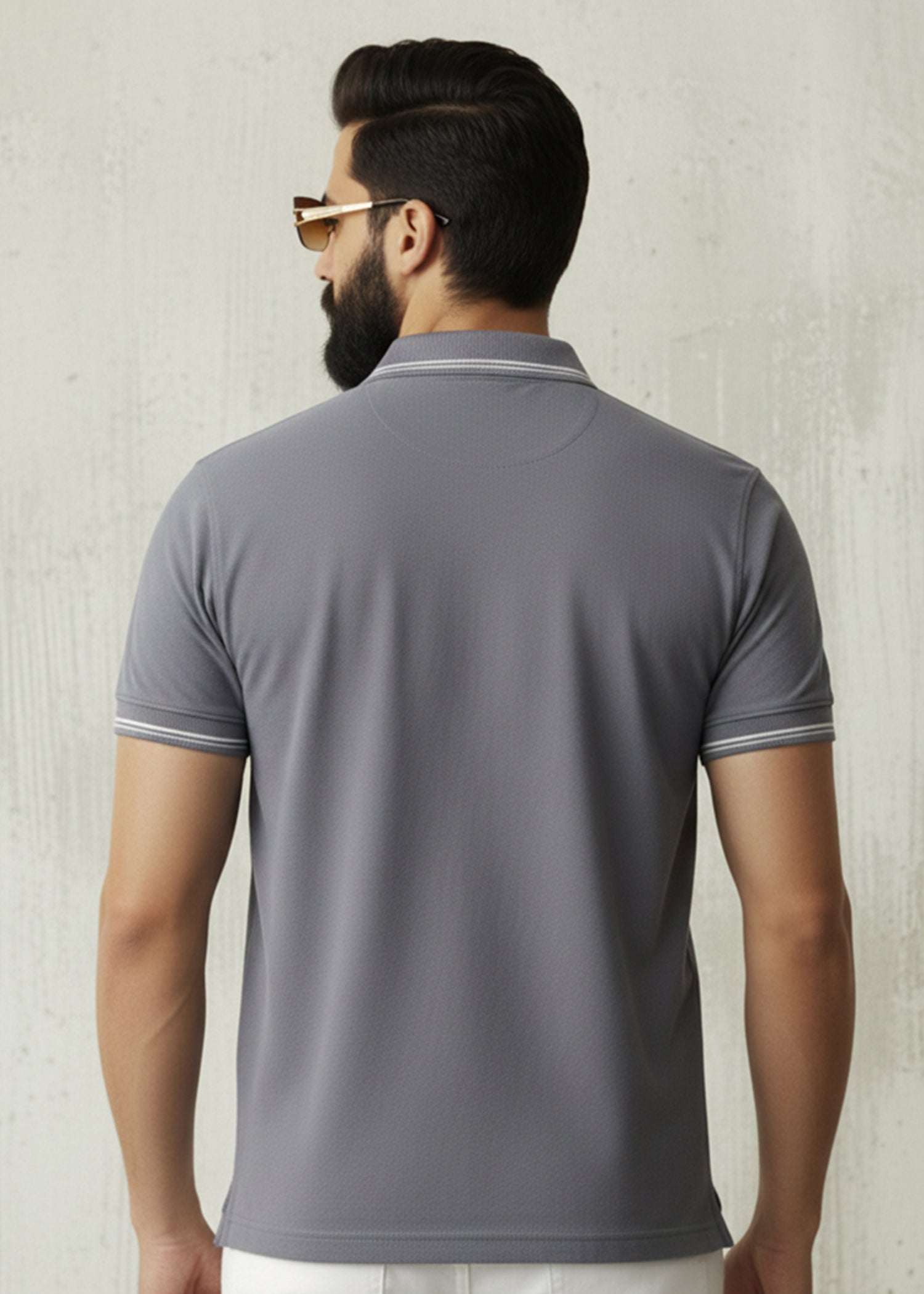 cambric cotton Polo Shirt in Grey