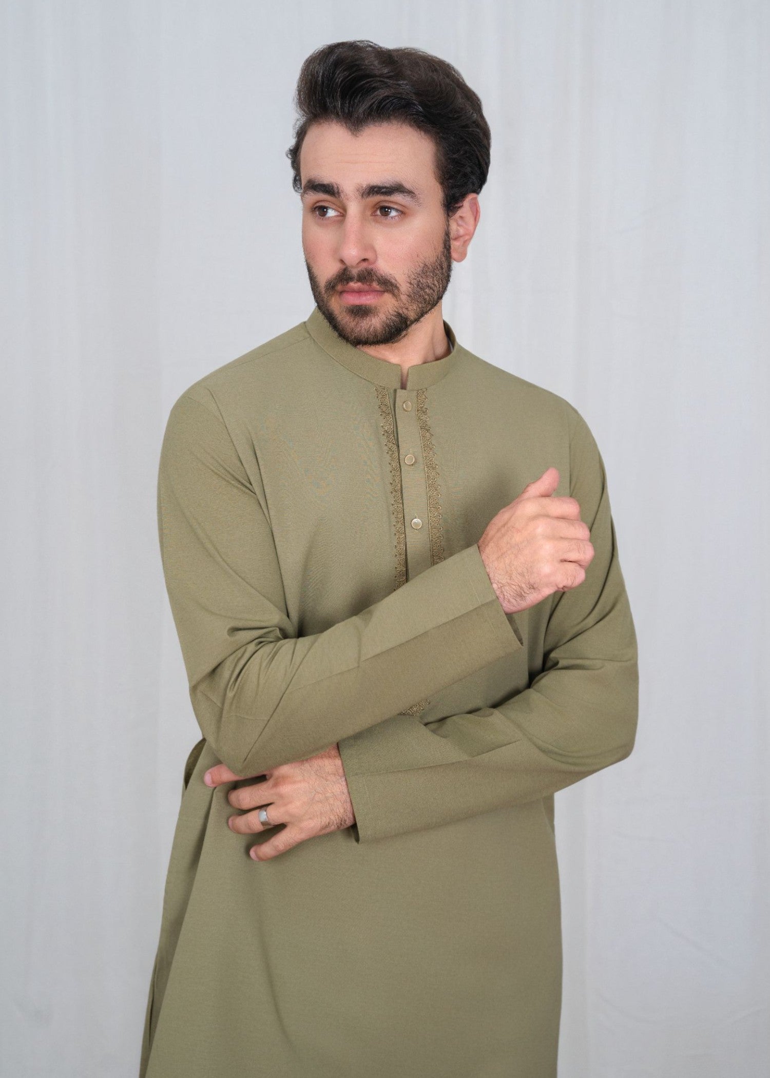 karandi Kurta Set in Pistachio green