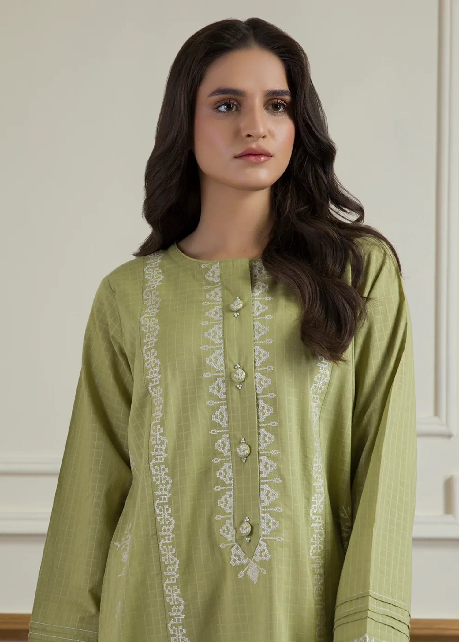 lawn Kurti in Green