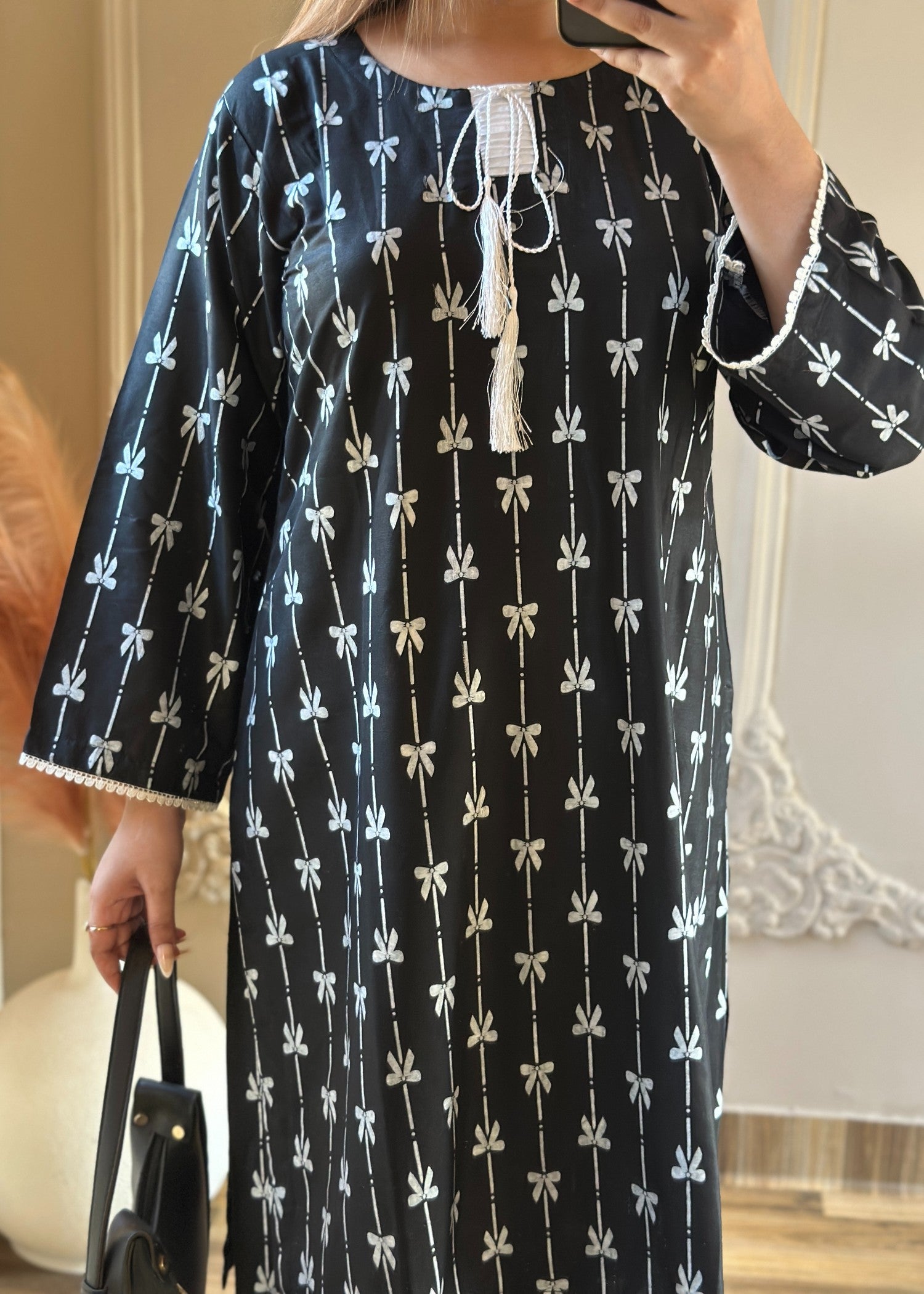 arabic lawn Co Ord Sets in Black