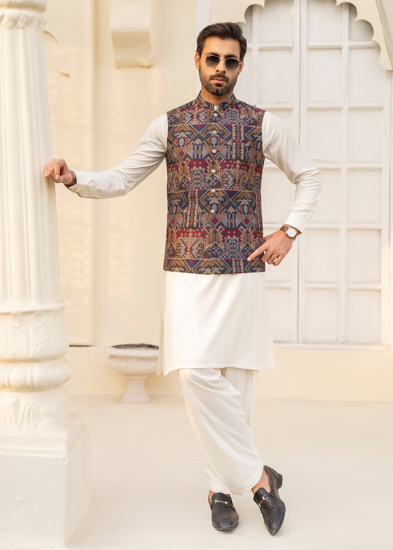 blended kattan silk Waistcoat in Multi