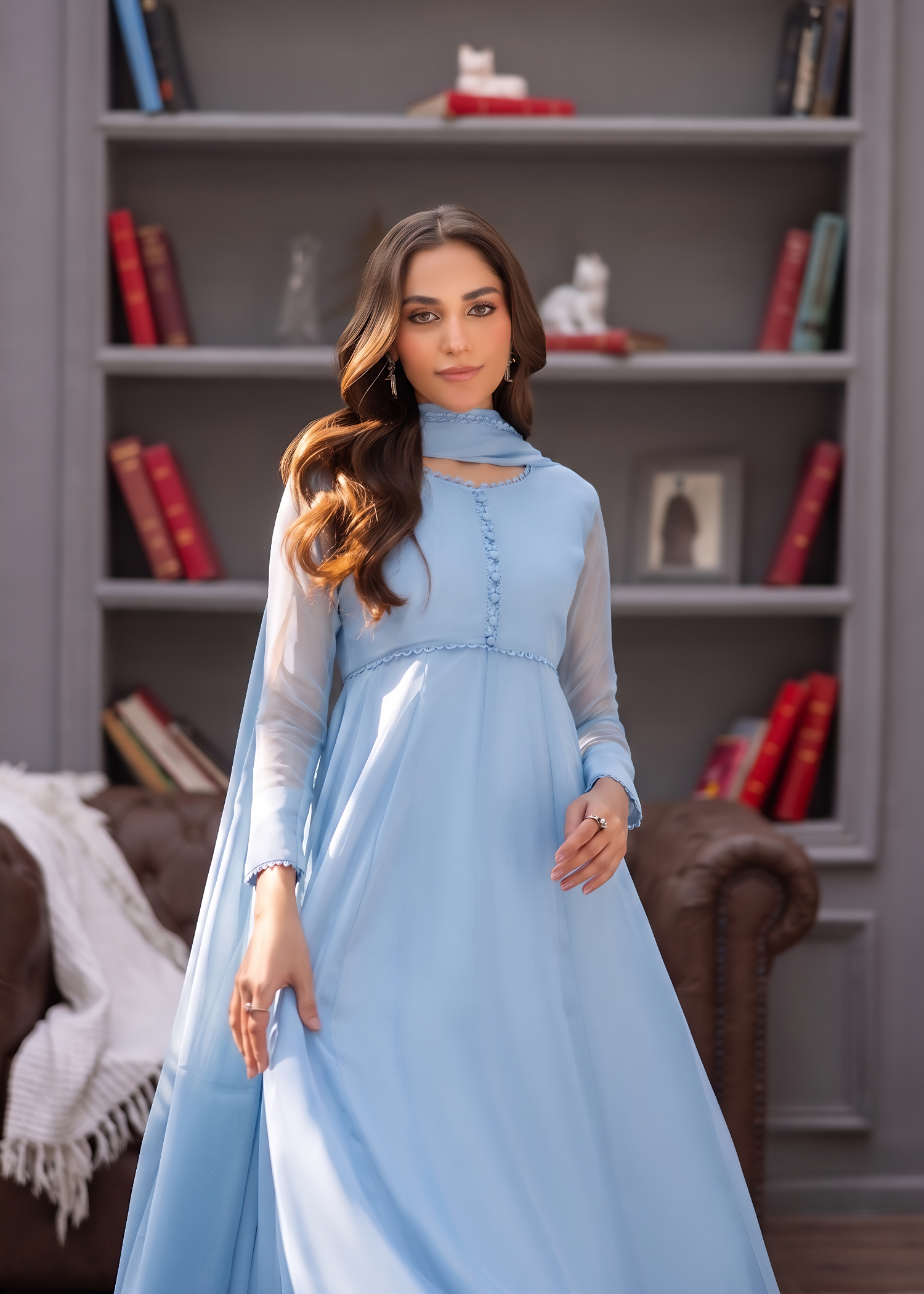 chiffon Maxi in Light blue