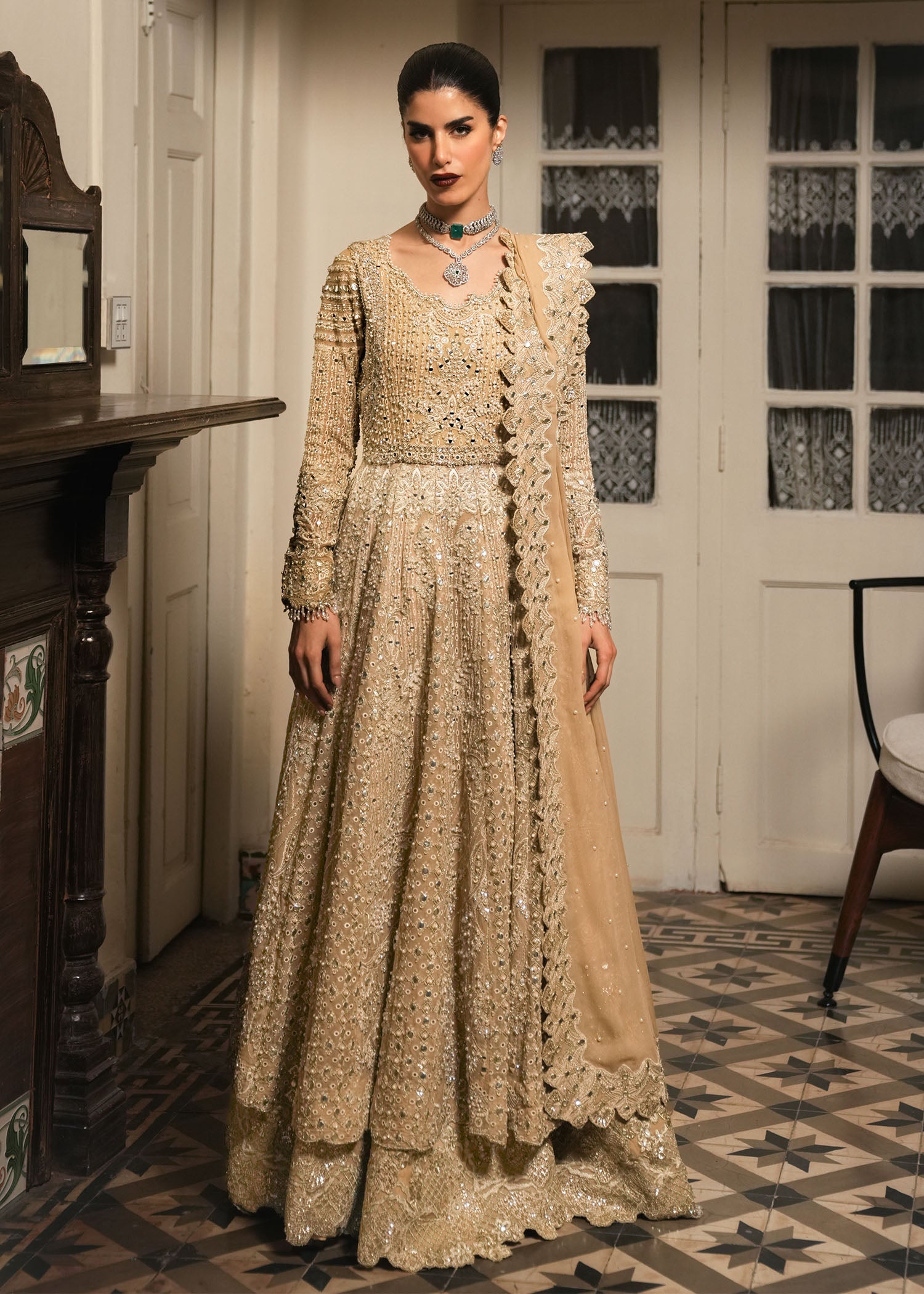 georgette chiffon Lehenga in Beige
