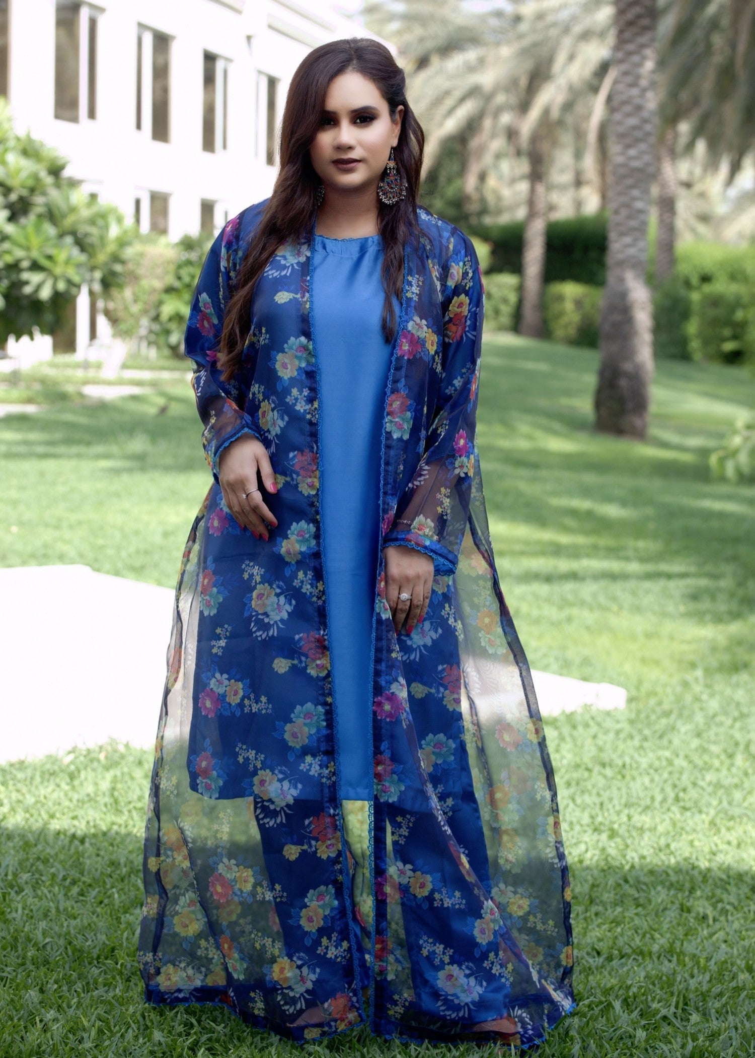 silk Gown in Cornflower blue