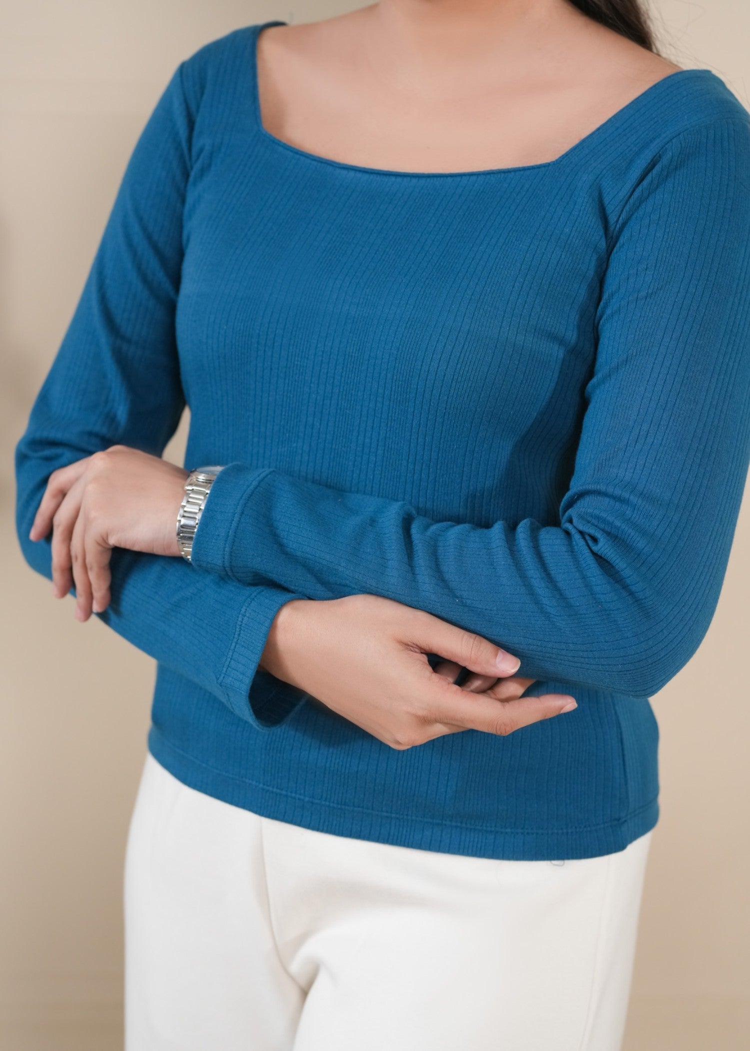 cotton pique Top in Blue