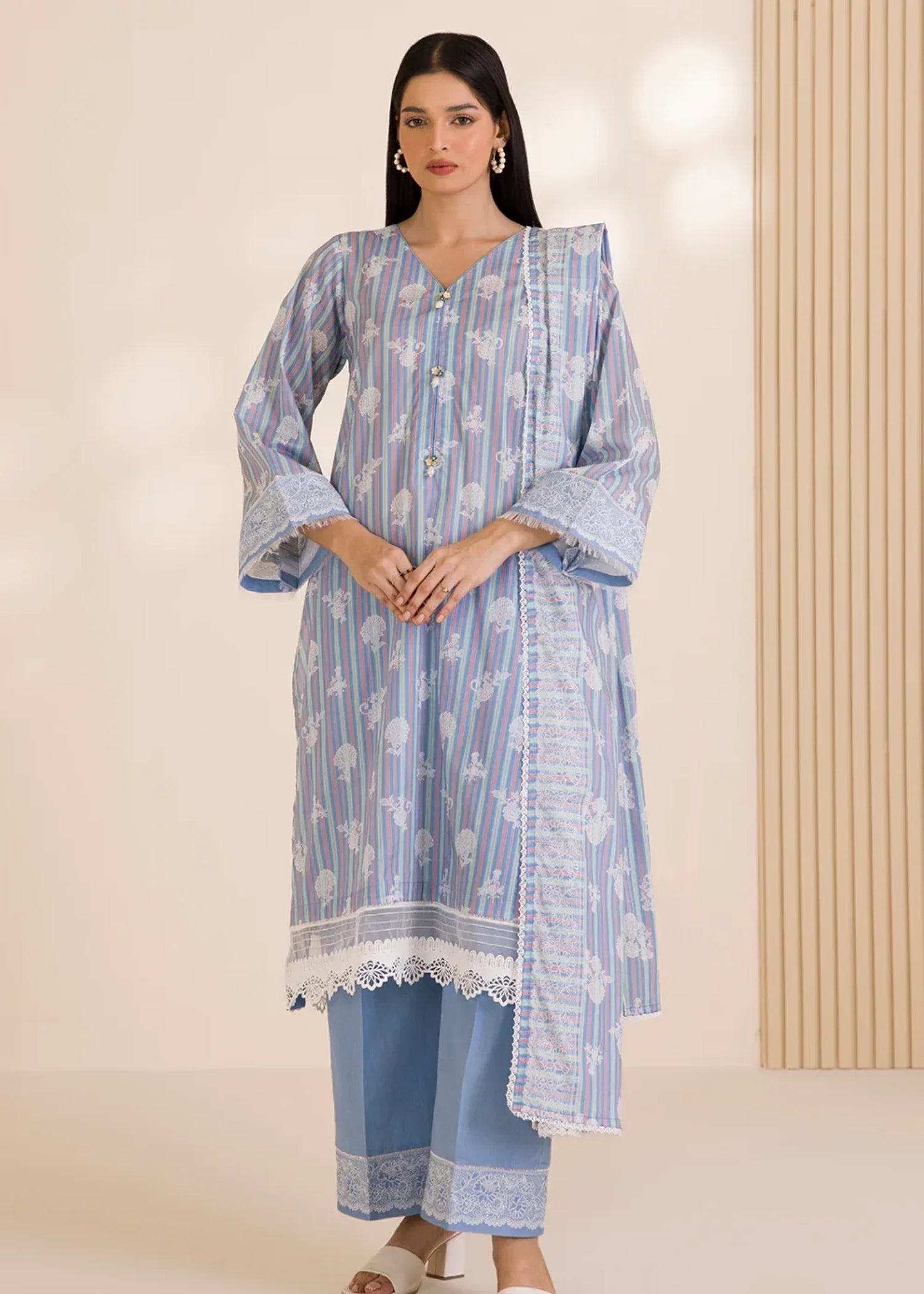 cotton Unstitched in Sky blue