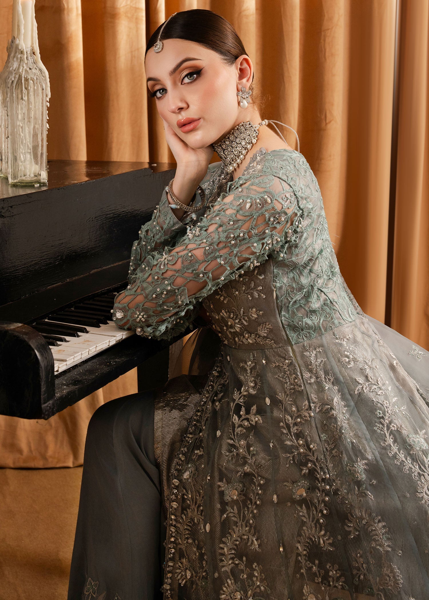 organza Sharara in Grey
