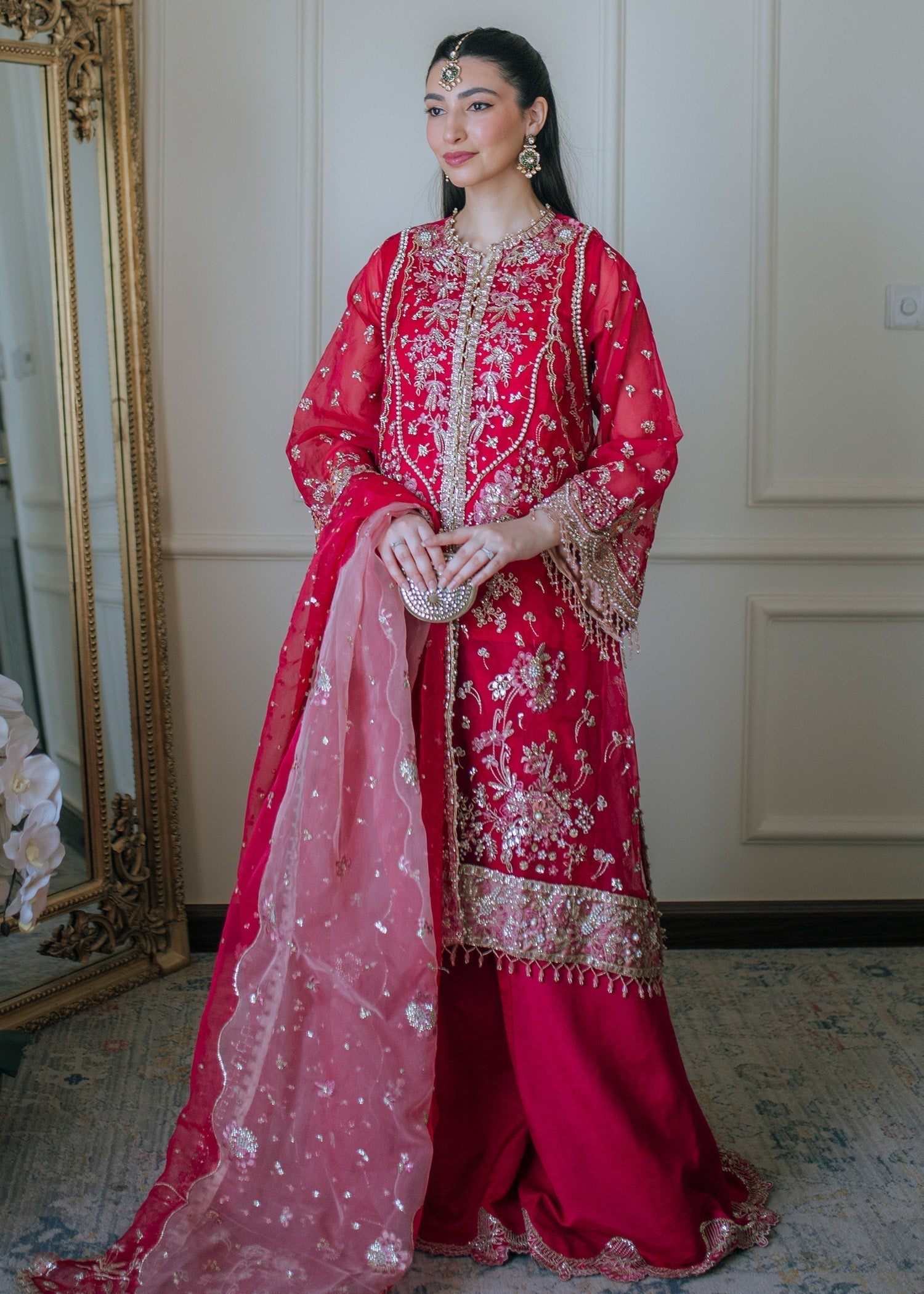 organza Sharara in Fuchsia