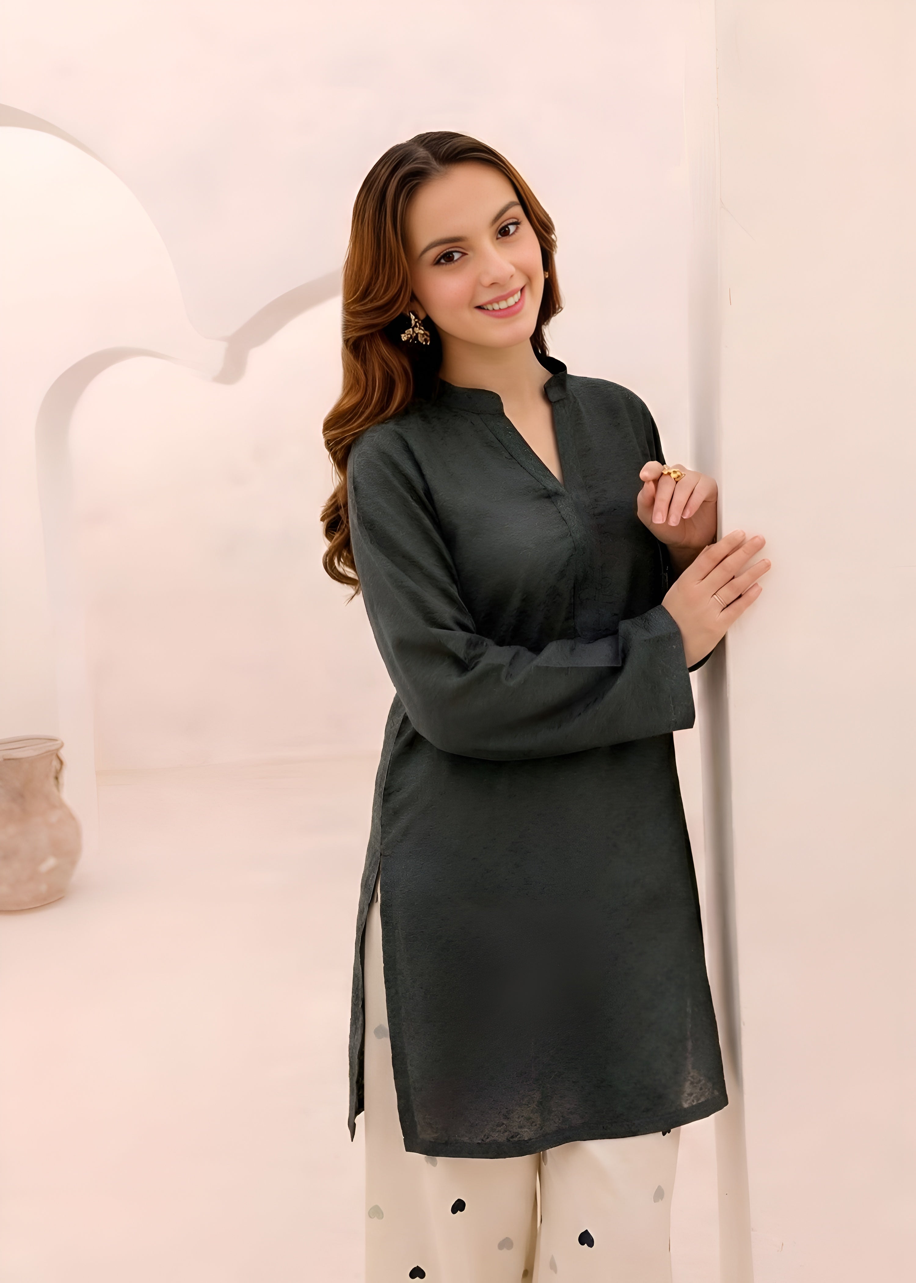 linen Kurta Set in Grey