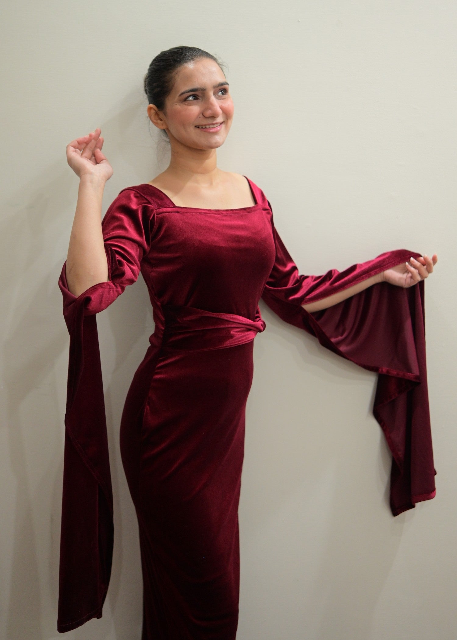velvet Dress in Burgundy