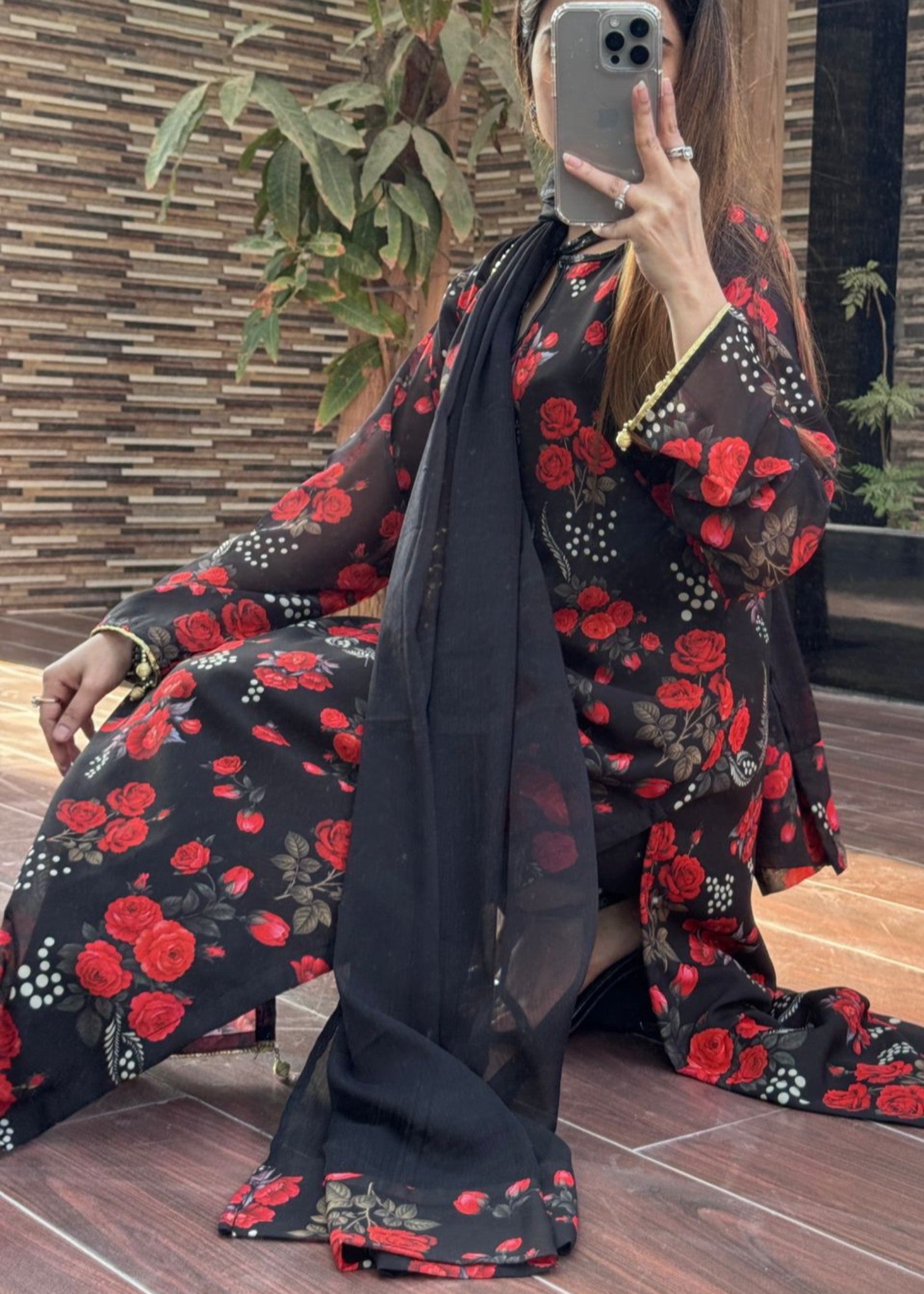 chiffon Kurta Set in Multi