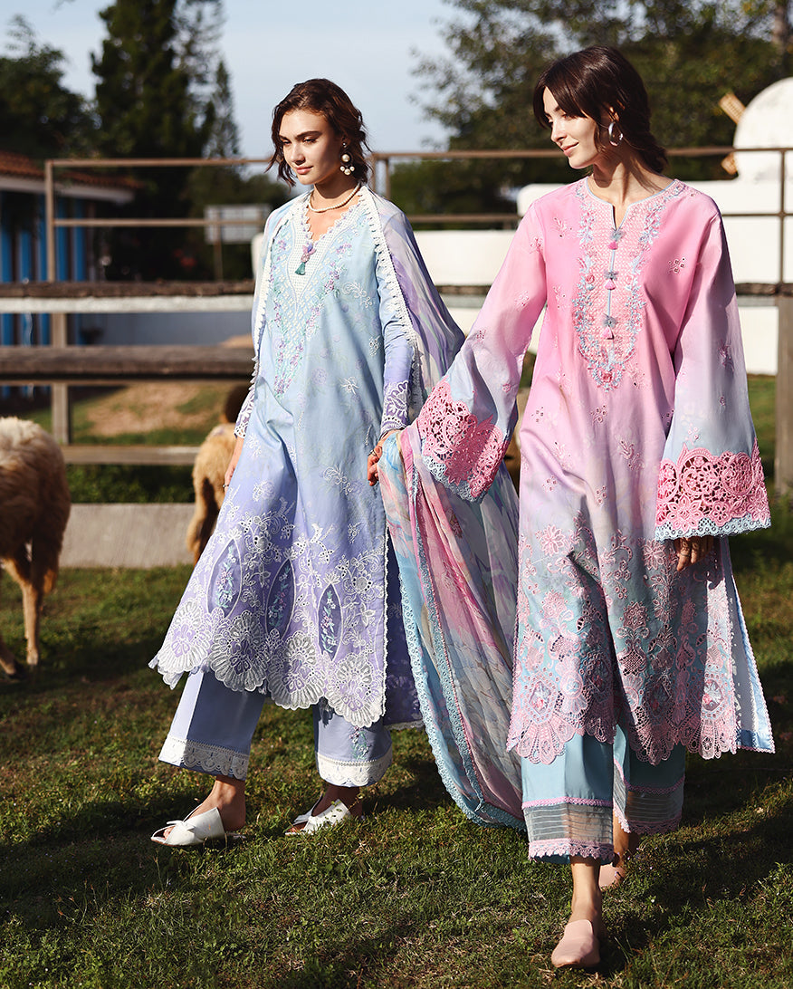 Solace Ombre Chikankari Lawn – Faint Blossom