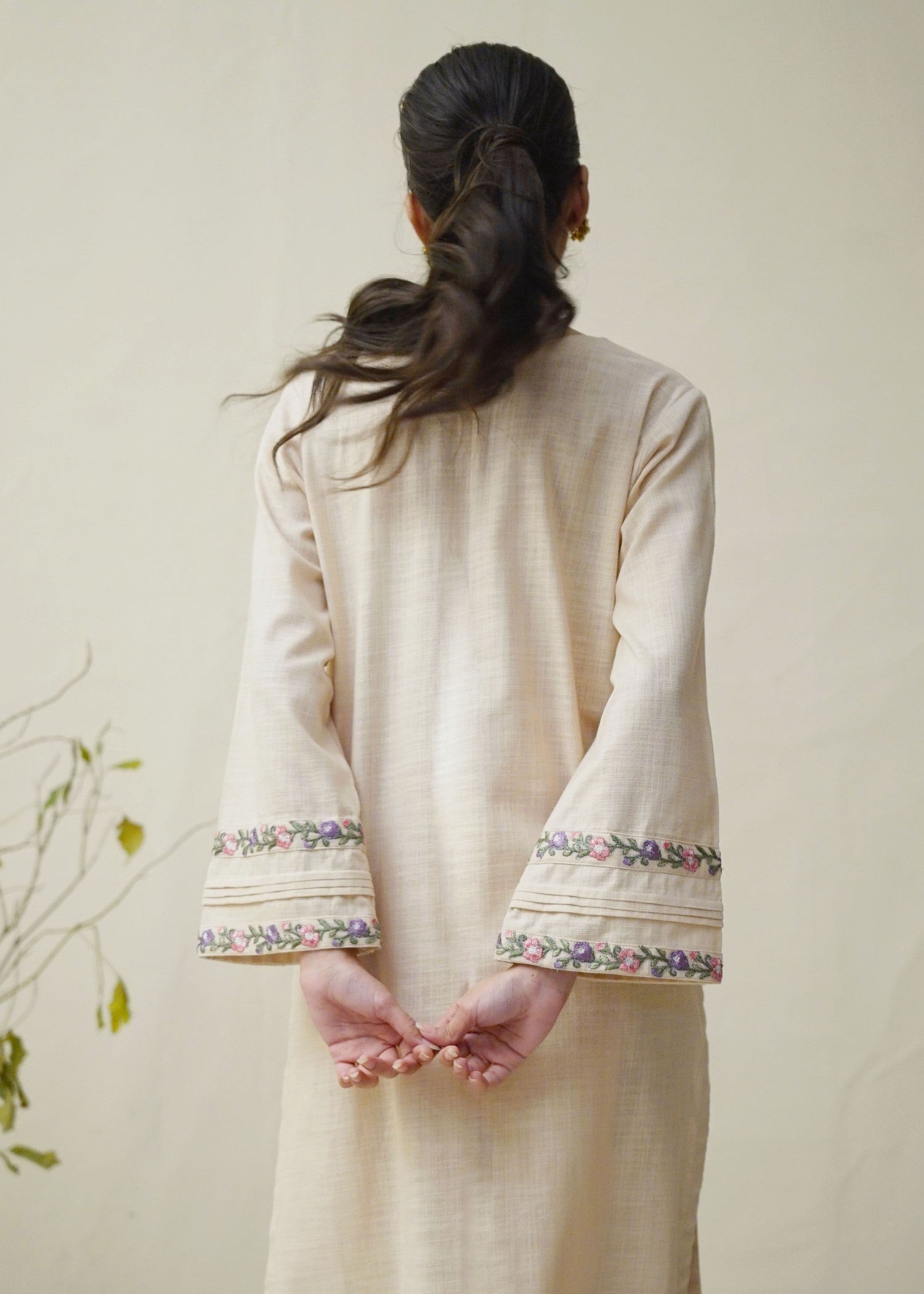 khaddar Kurta Set in Ivory