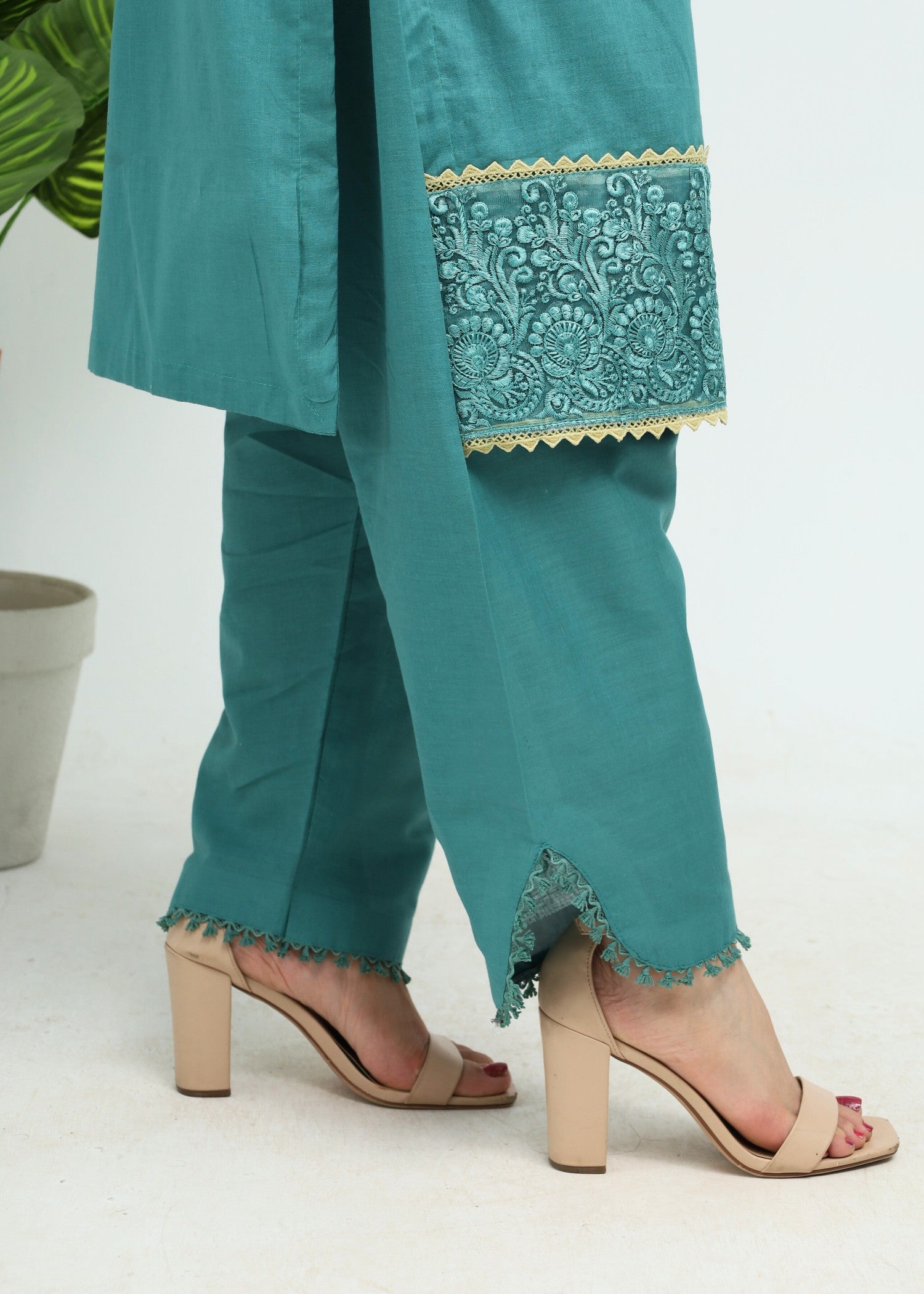 cotton Kurta Set in Pine green