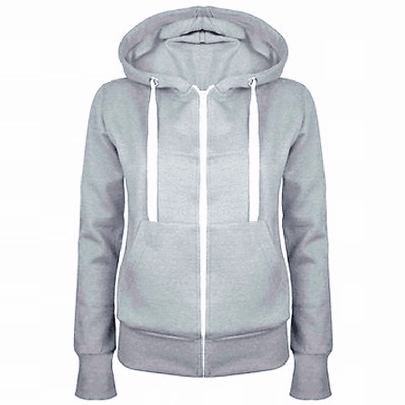 Men'S Fashion Solid Color Hooded Zip Jacket