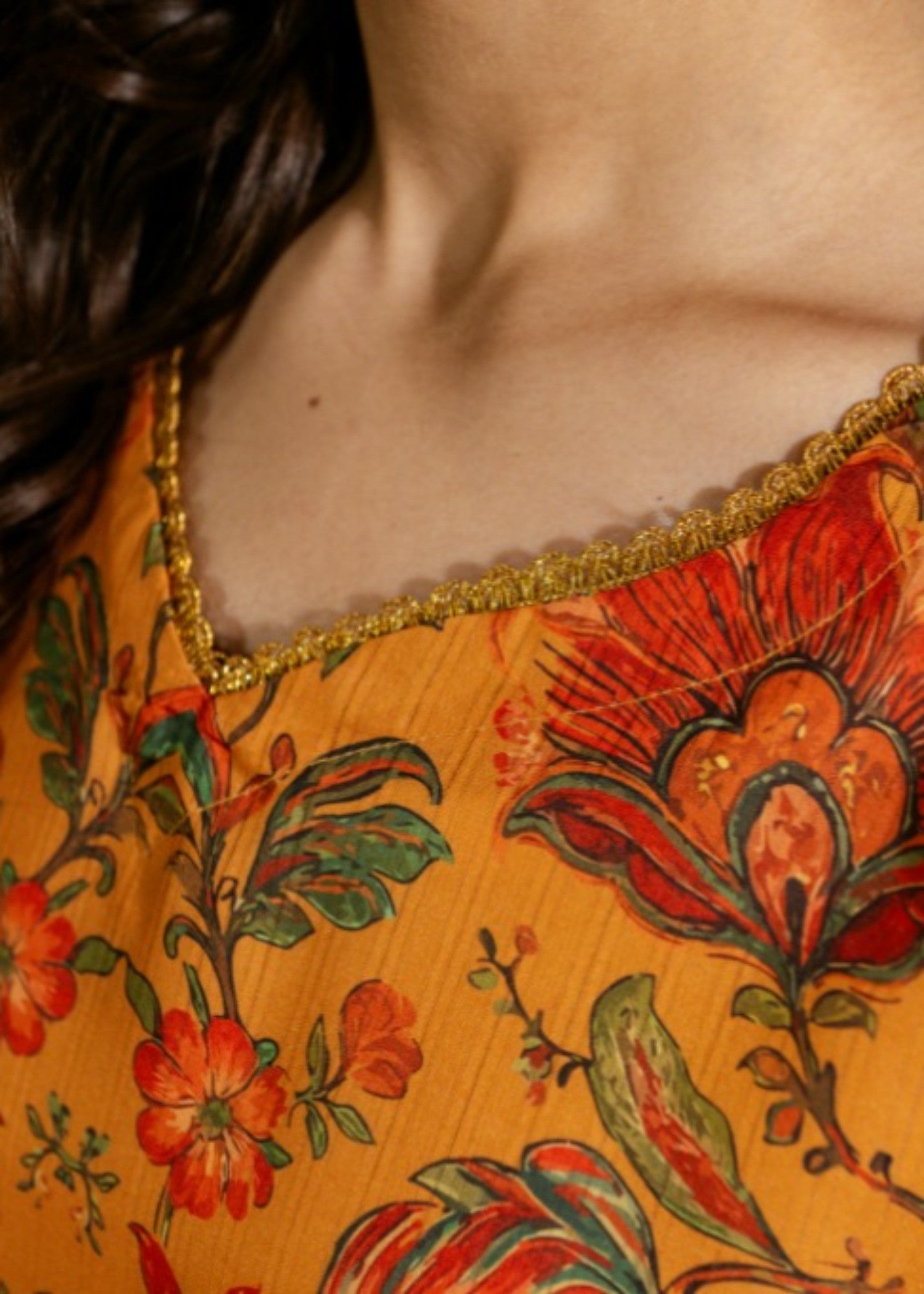dobby Kurta Set in Orange