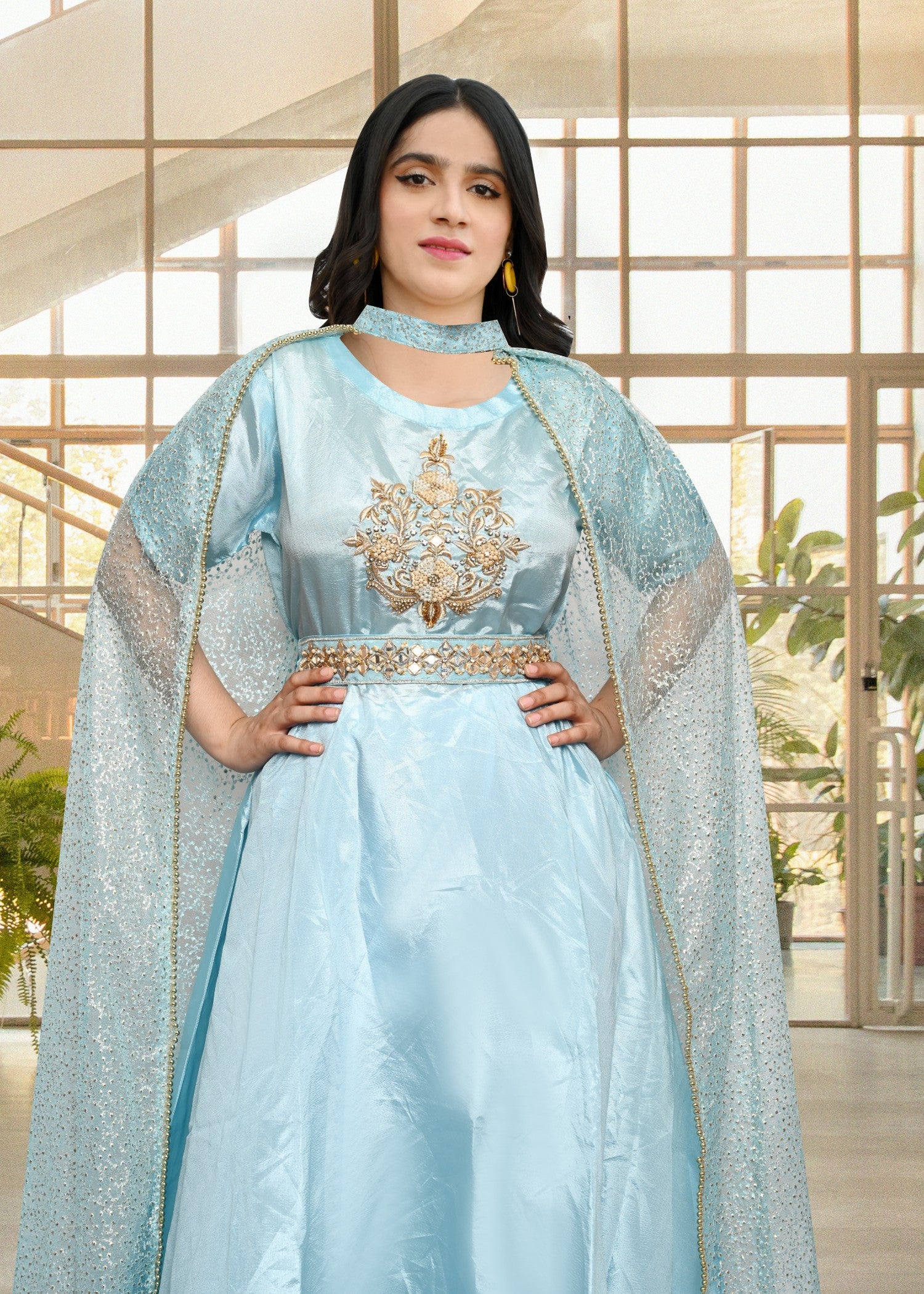 kattan silk Maxi in Ice blue