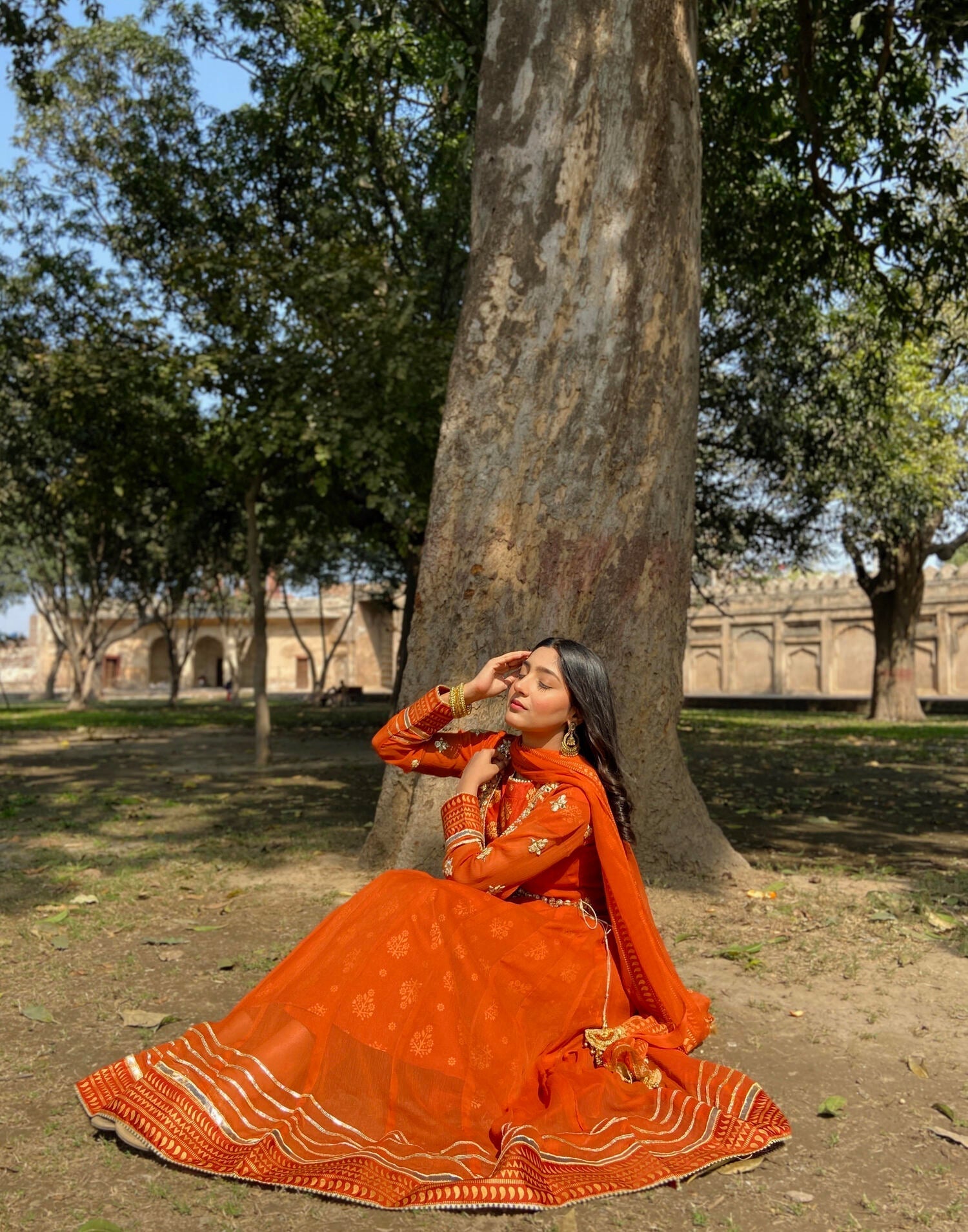chiffon Angrakha in Orange