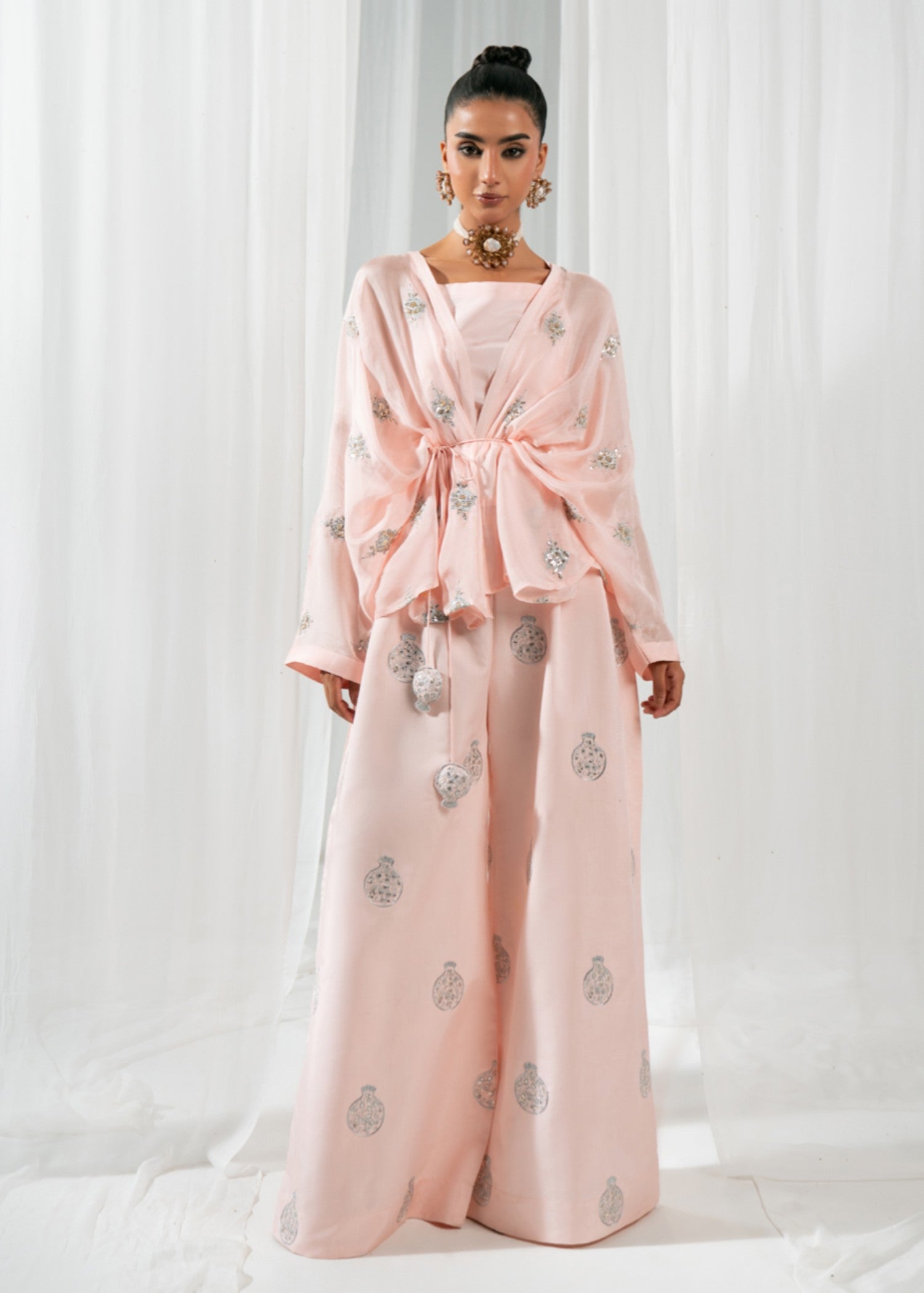 medium silk Co Ord Sets in Baby pink