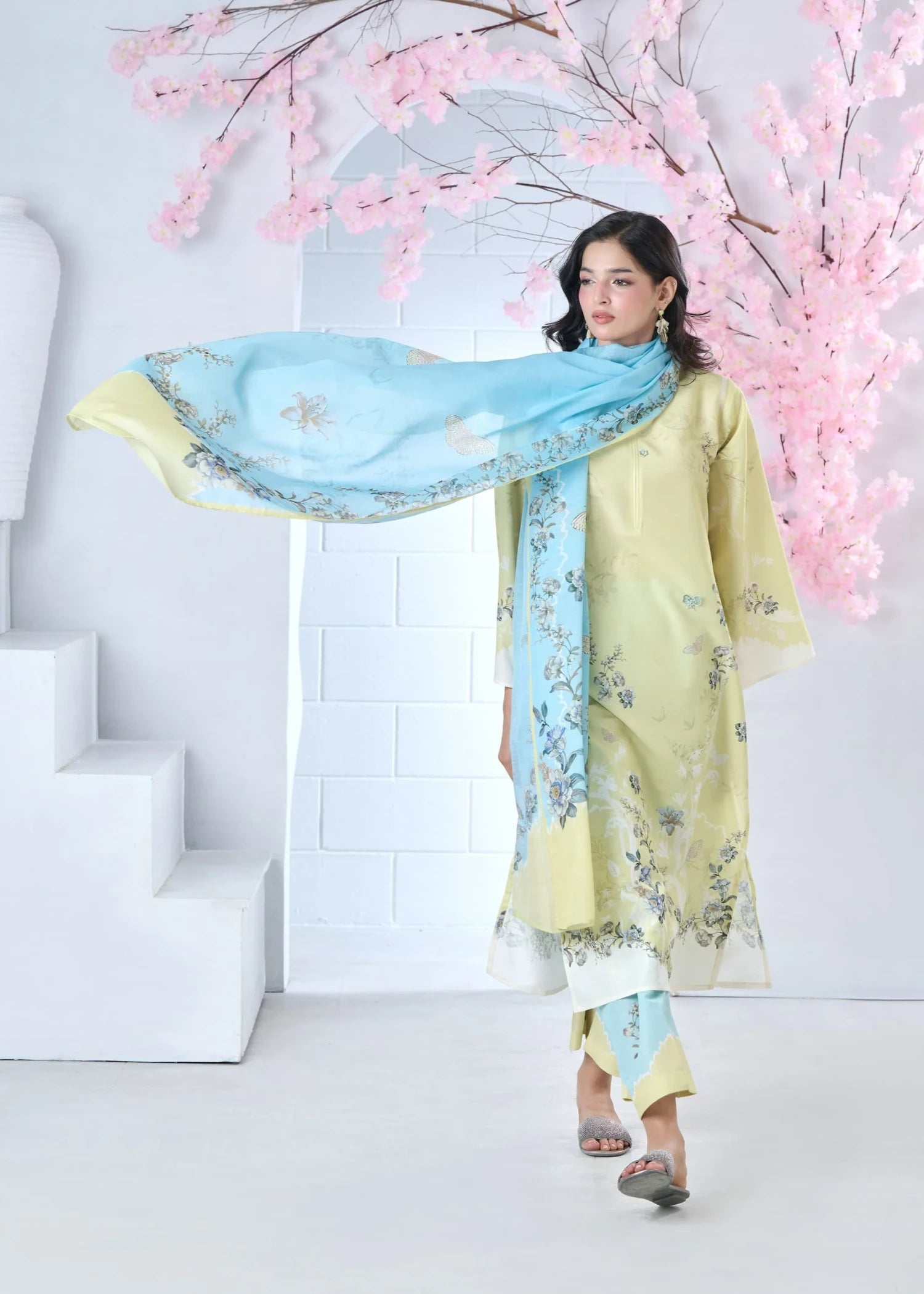 raw silk Co Ord Sets in Light yellow