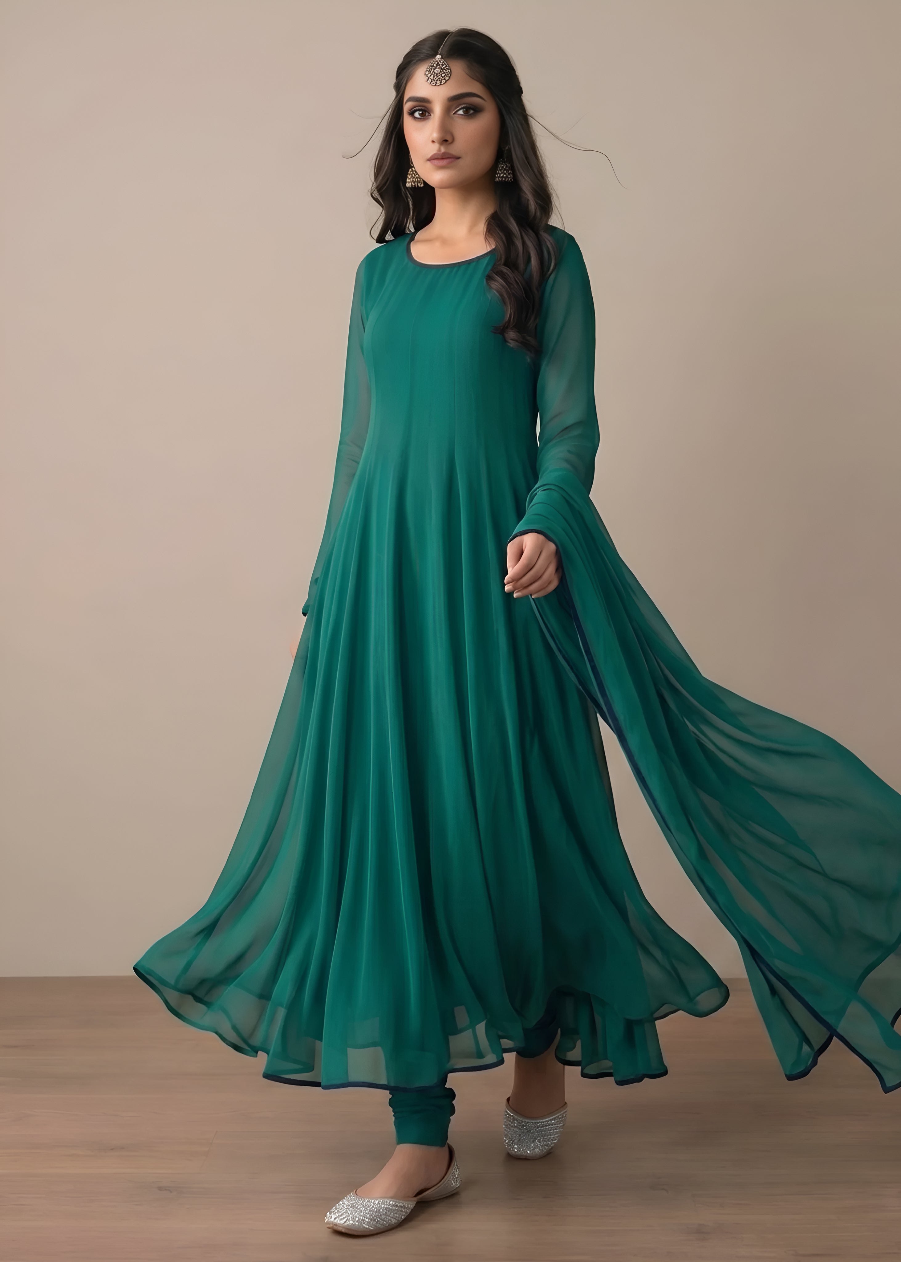 textured wash & wear Maxi in Teal