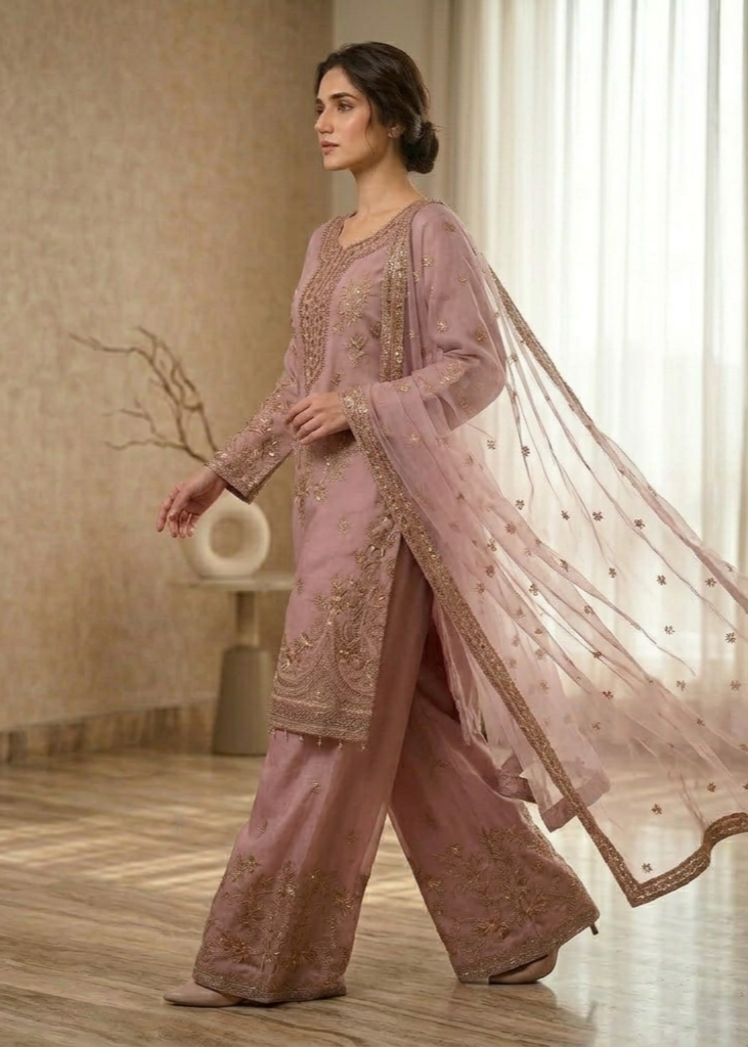 organza Sharara in Mauve
