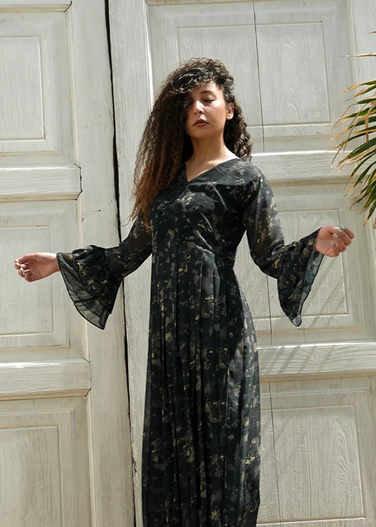georgette chiffon Frock in Black