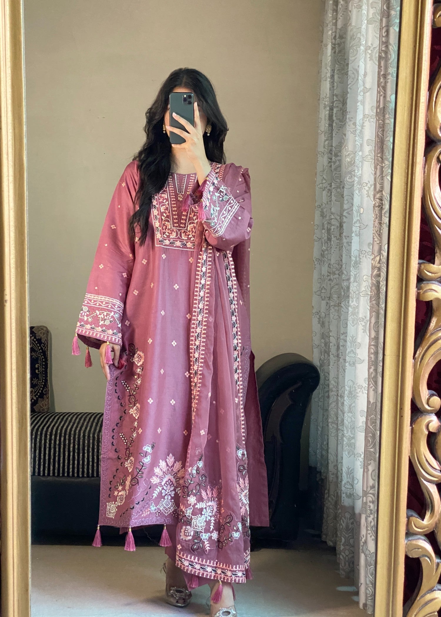 lawn Kurta Set in Pink