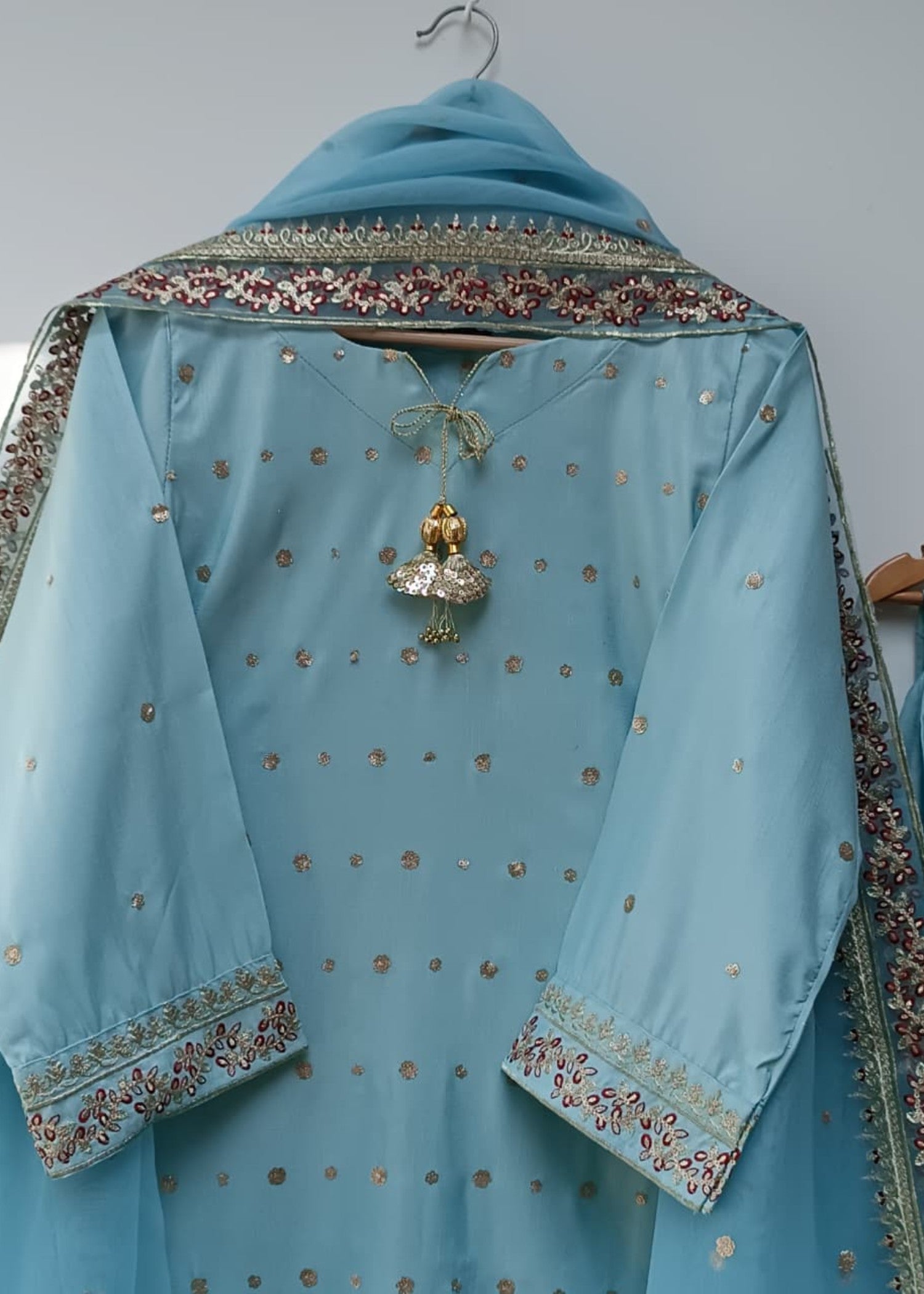 raw silk Gharara in Sky