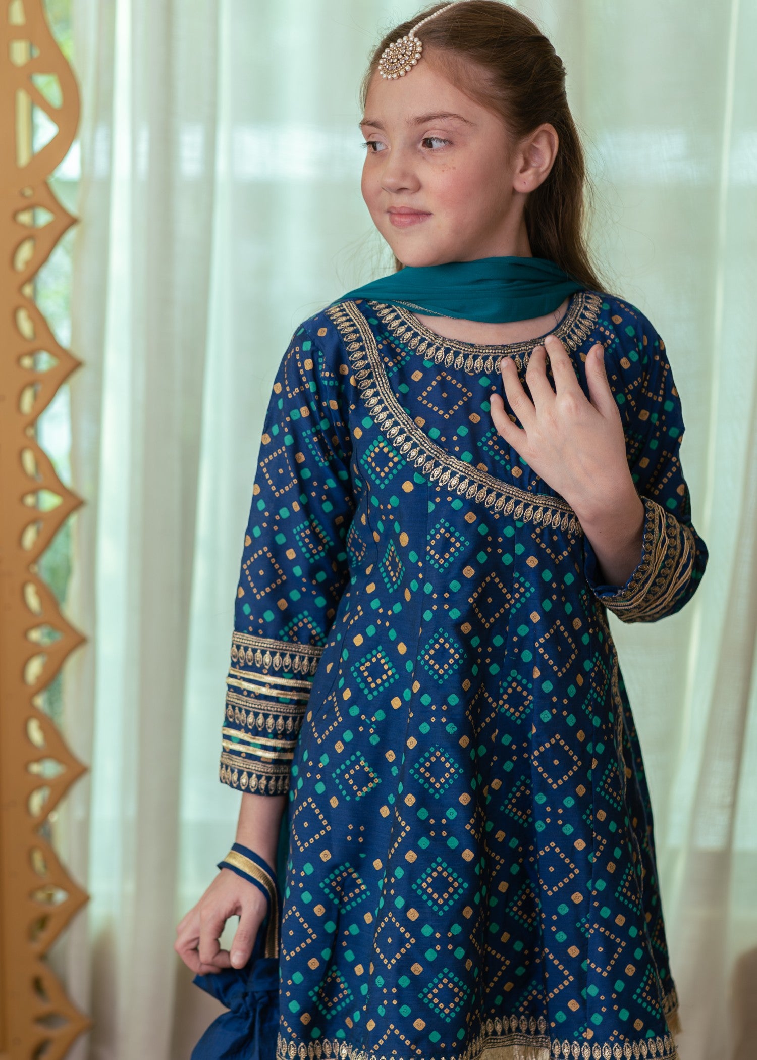 cotton silk Gharara in Navy blue