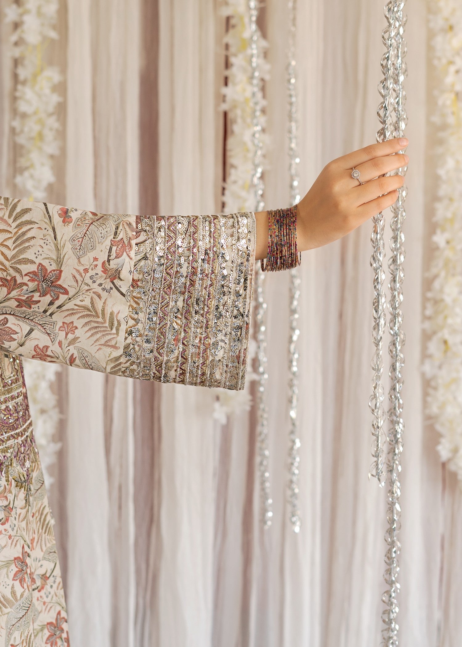 lawn Kurta Set in Peach pink, antique white