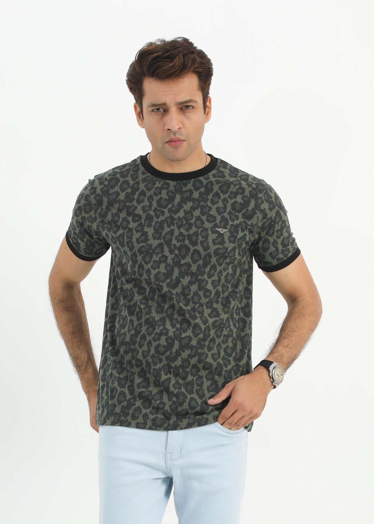 single jersey knit T Shirt in Sage green
